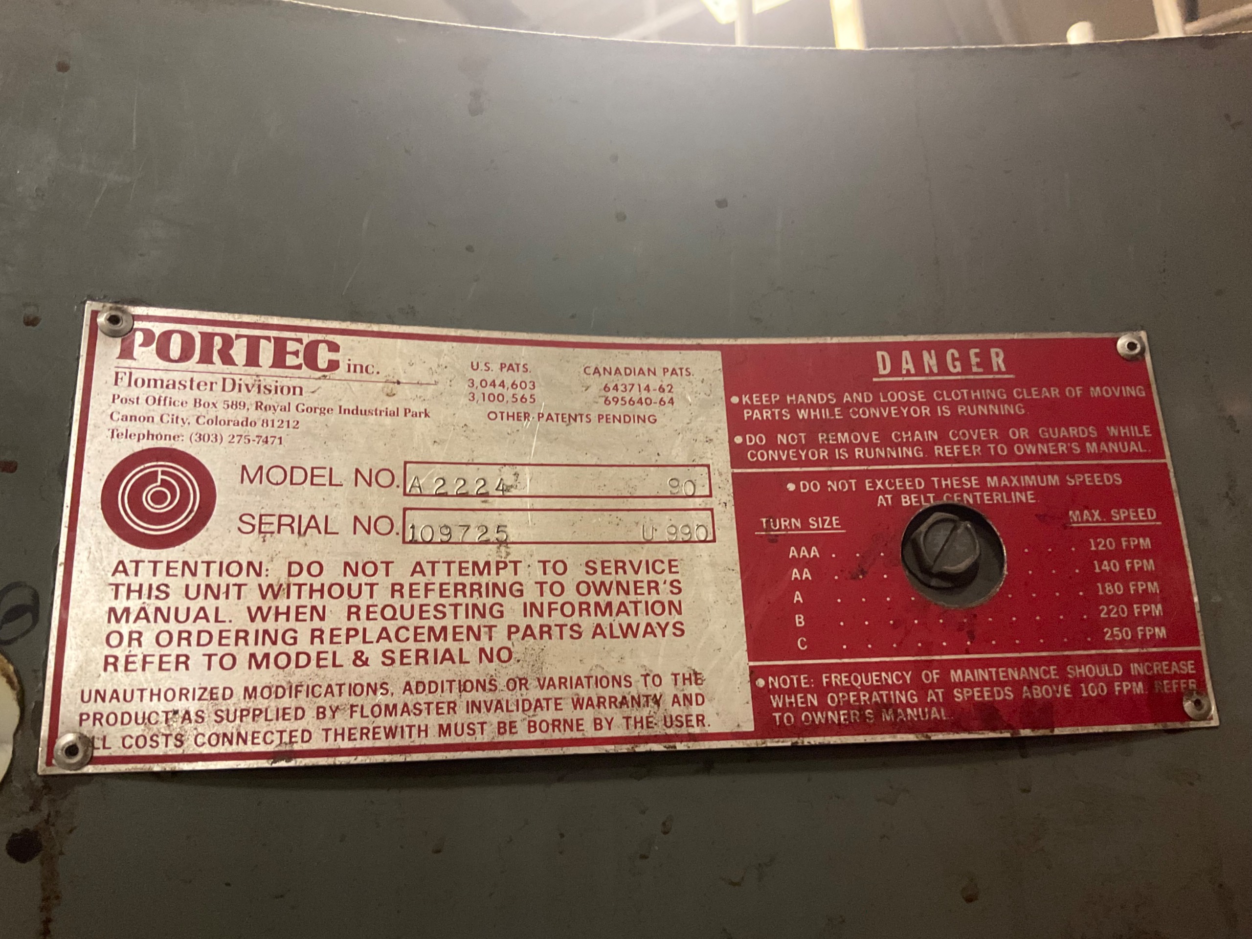 PORTEC INC. A2224 OVERHEAD CONVEYOR - undefined
