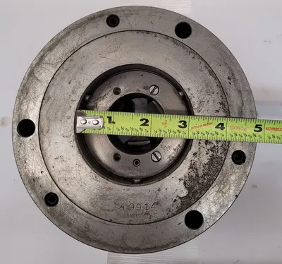 YAMAKAWA 6-1/2" 3 JAW LATHE CHUCK, 2" CENTER HOLE, FLAT BACK, MADE IN JAPAN - undefined