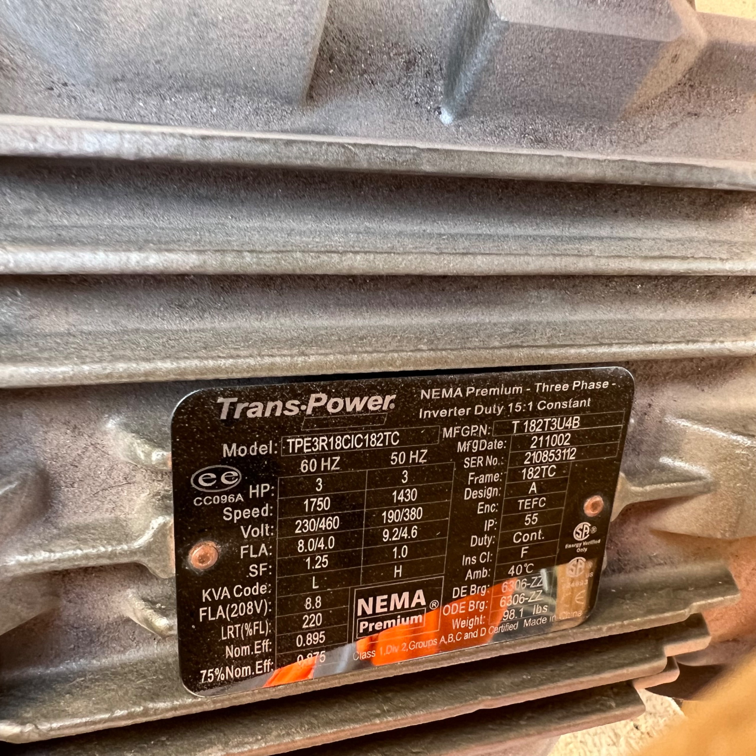 QTY 3: TRANS•POWER ELECTRIC MOTORS - undefined