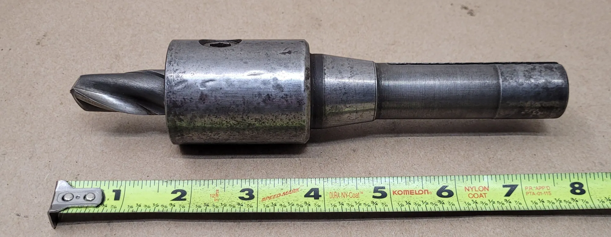 BRIDGEPORT R8 END MILL HOLDER, 3/4" DIAMETER, 8" LENGTH, WITH 2-FLUTE 1-1/2" END MILL - undefined