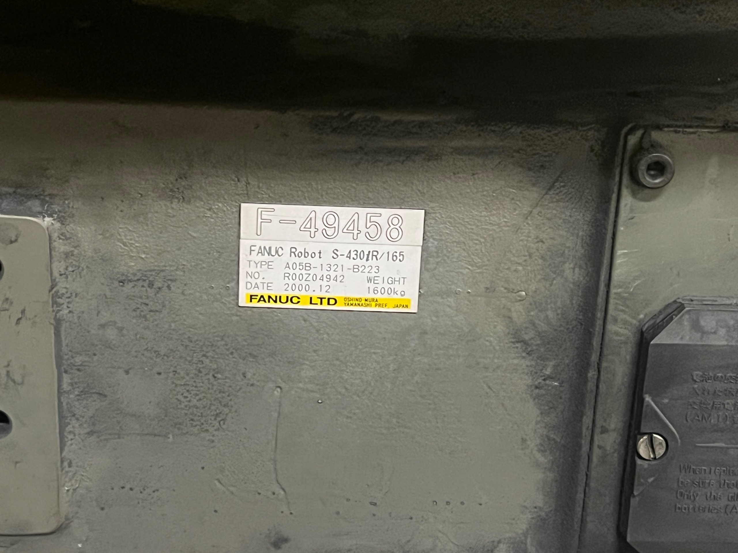2000 FANUC S-430I R/165 ARTICULATED ROBOT - undefined