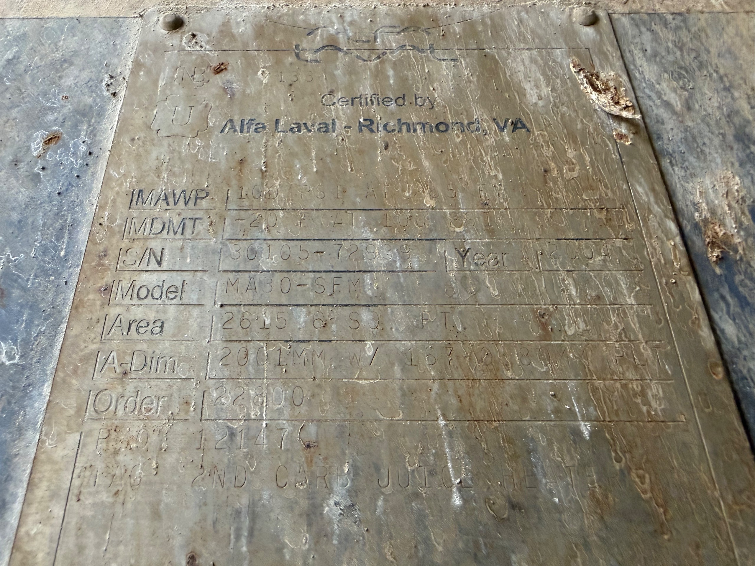 2004 ALFA LAVAL MA30-SFM PLATE HEAT EXCHANGER - undefined