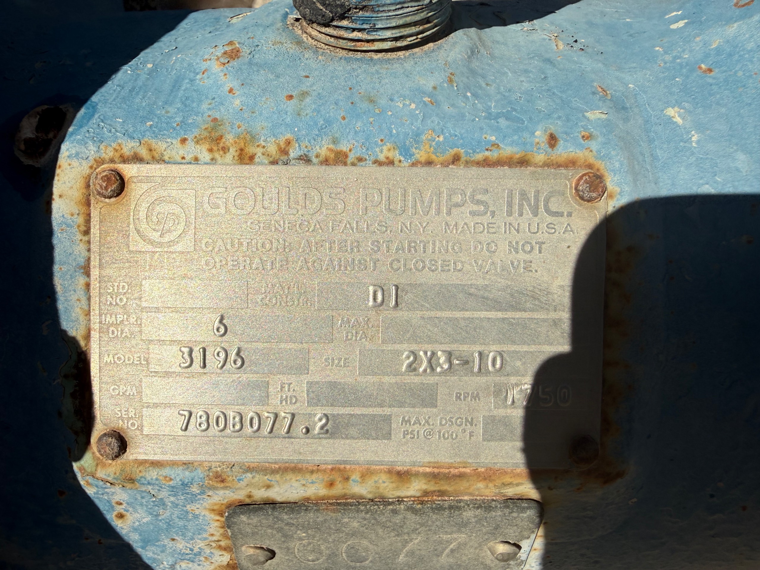GOULDS 3196 PUMP & 7.5 HP MOTOR ASSEMBLY - undefined