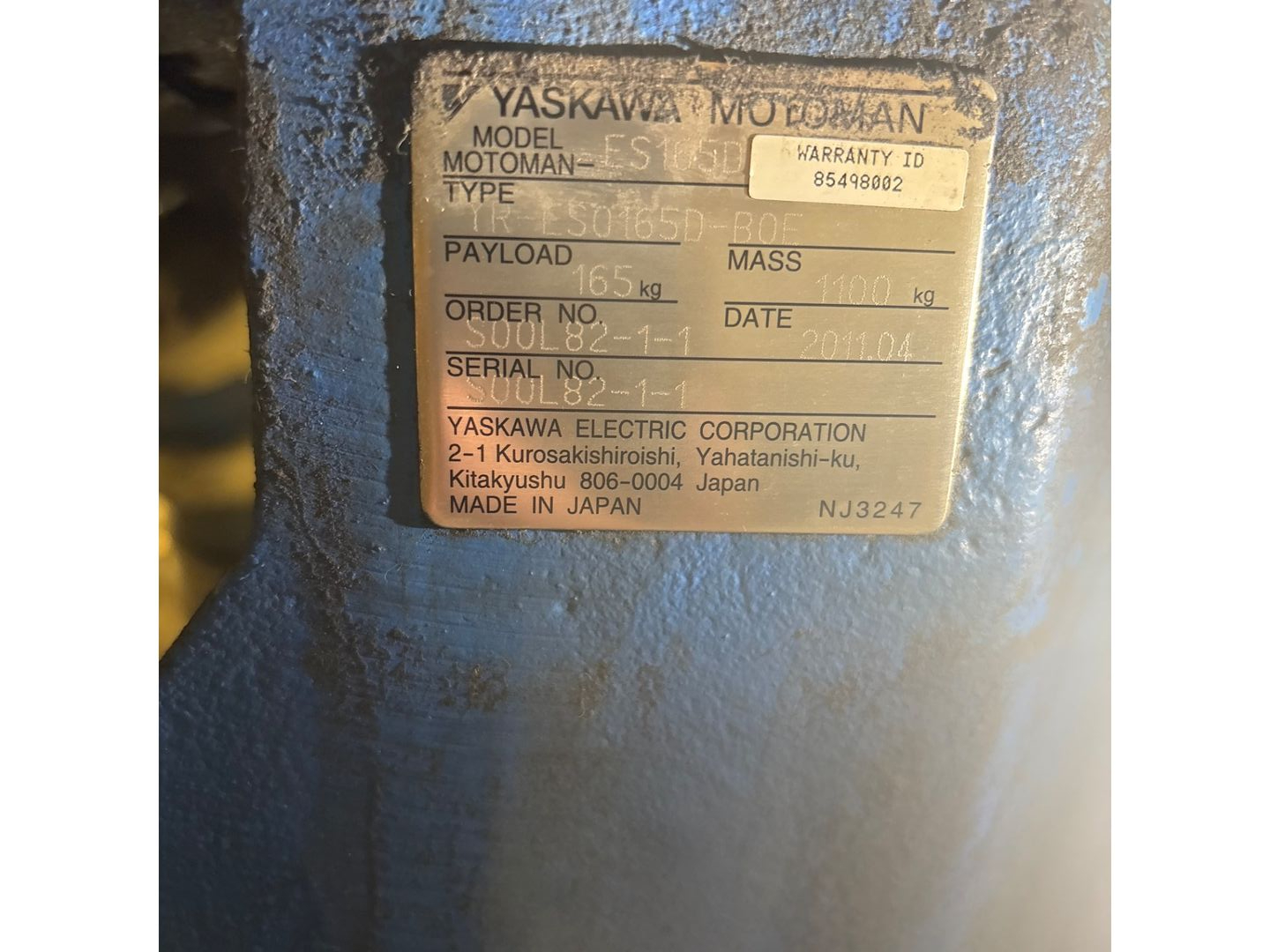 2011 YASKAWA MOTOMAN-ES165D ARTICULATED ROBOT - undefined