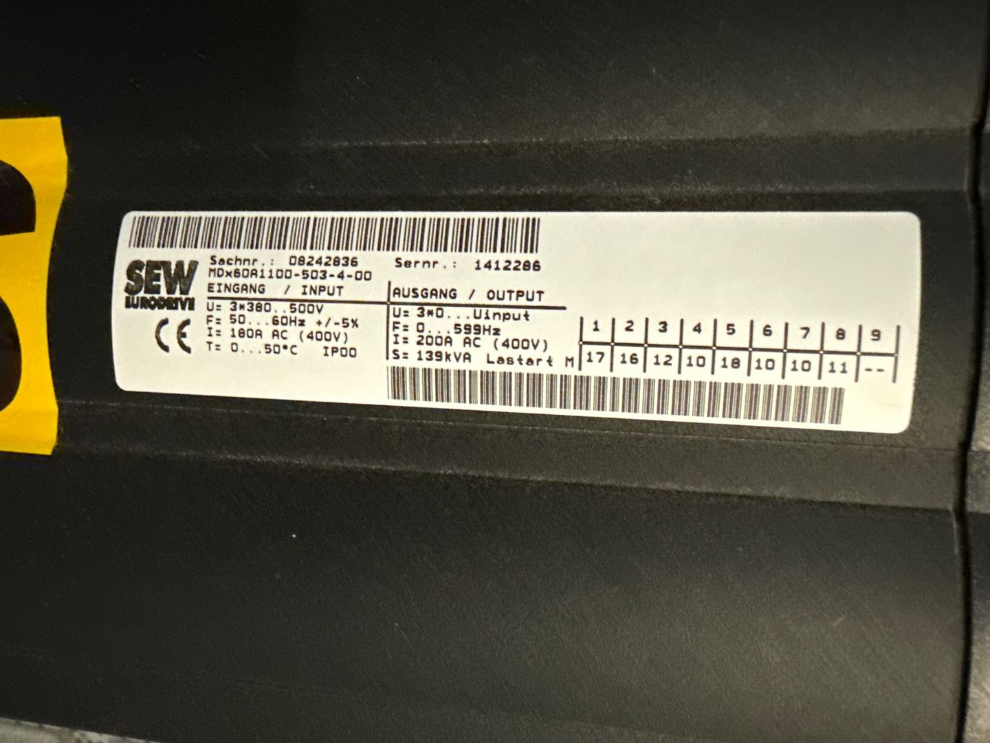 QTY 2: SEW-EURODRIVE MDX60A1100-503-4-00 DIFFUSER VFDS - undefined