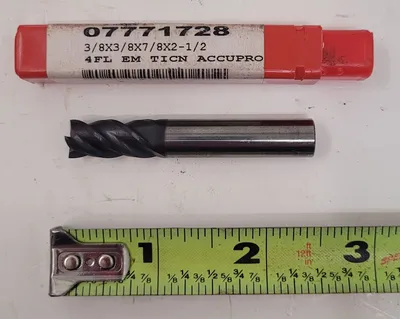 ACCUPRO 4 FLUTE CARBIDE SQUARE END MILL, .375" CUTTER DIAMETER, 2.5" OAL, TICN COATING, 20 PCS - undefined