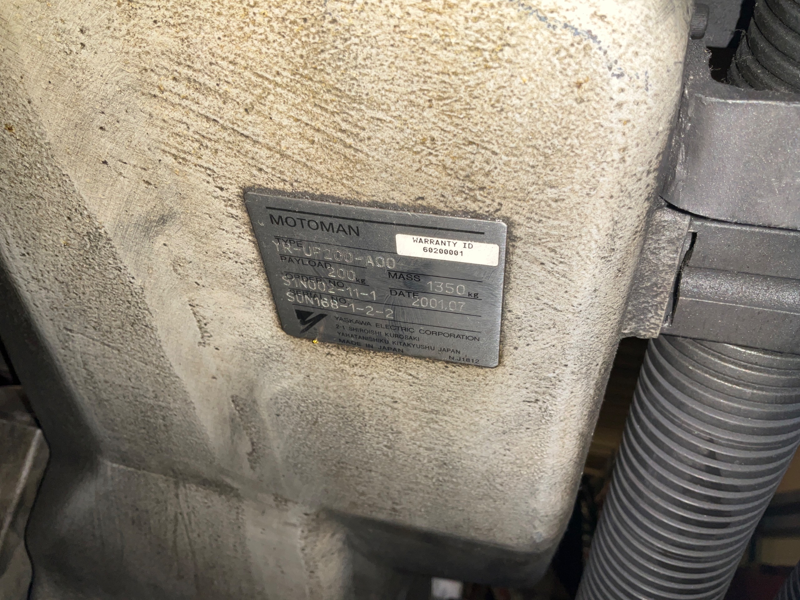 2001 YASKAWA MOTOMAN-UP200 ARTICULATED ROBOT - undefined