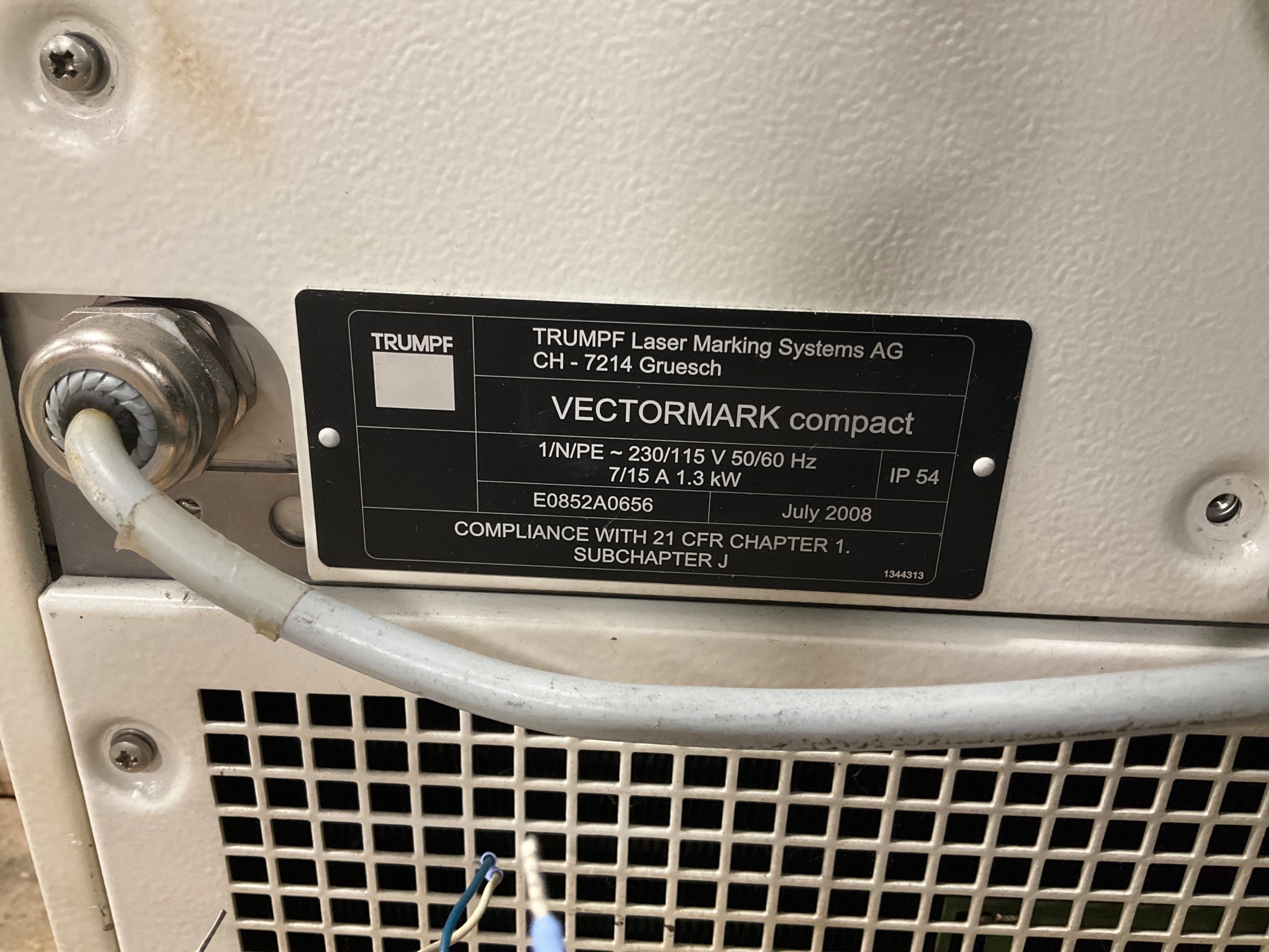 2008 TRUMPF VECTORMARK COMPACT LASER MARKING SYSTEM - undefined