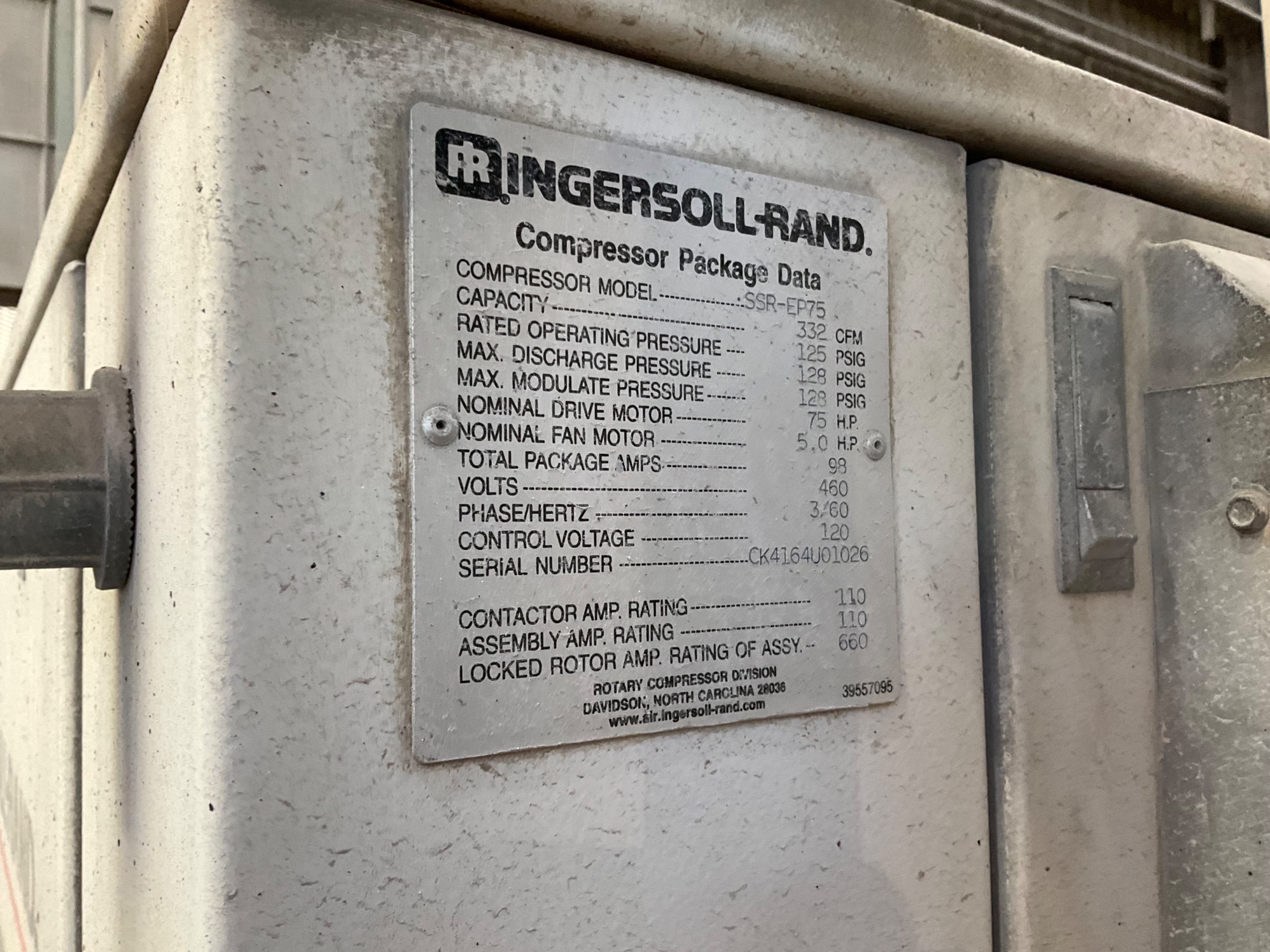 INGERSOLL-RAND SSR- EP75 AIR COMPRESSOR - undefined