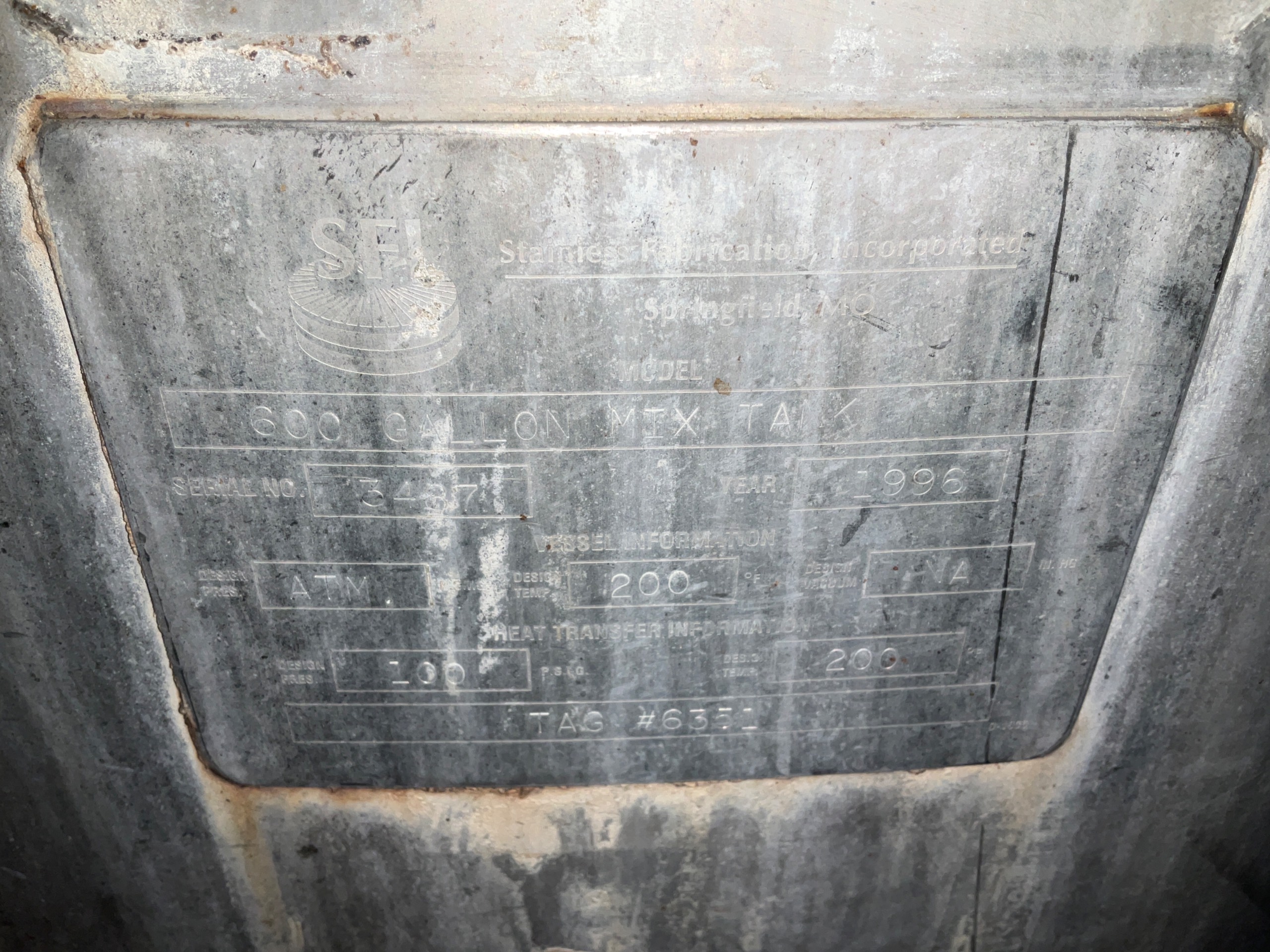 1996 SFI 600 GALLON MIX TANK - undefined