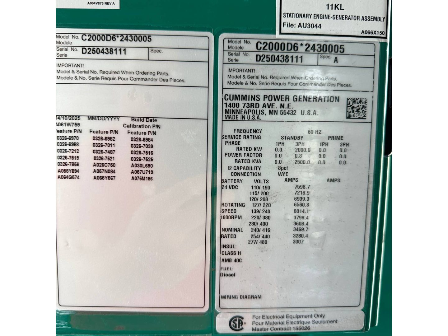 2025 CUMMINS C2000D6 2000 KW DIESEL GENERATOR - undefined