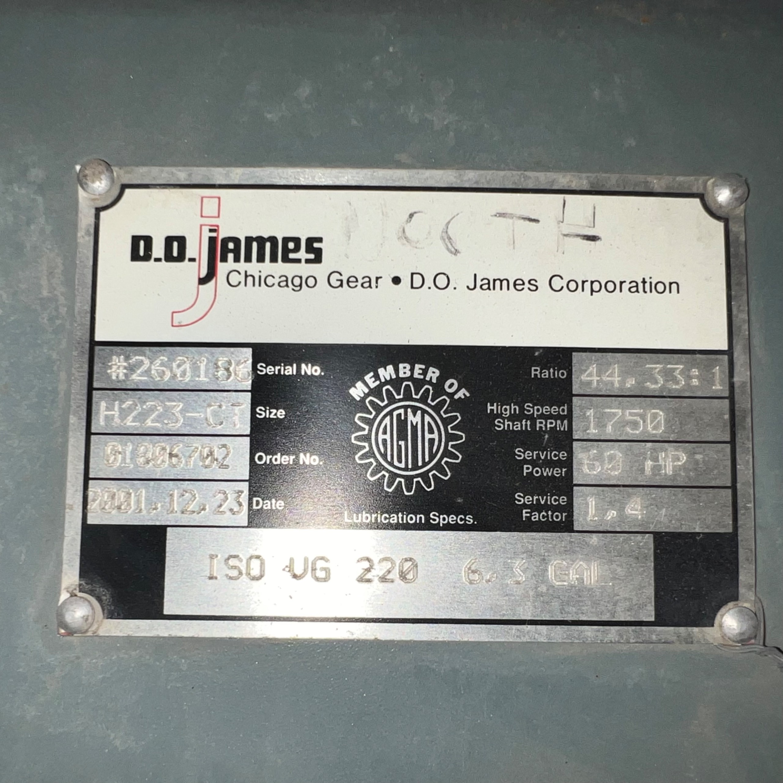 2001 D.O. JAMES GEARBOX - undefined