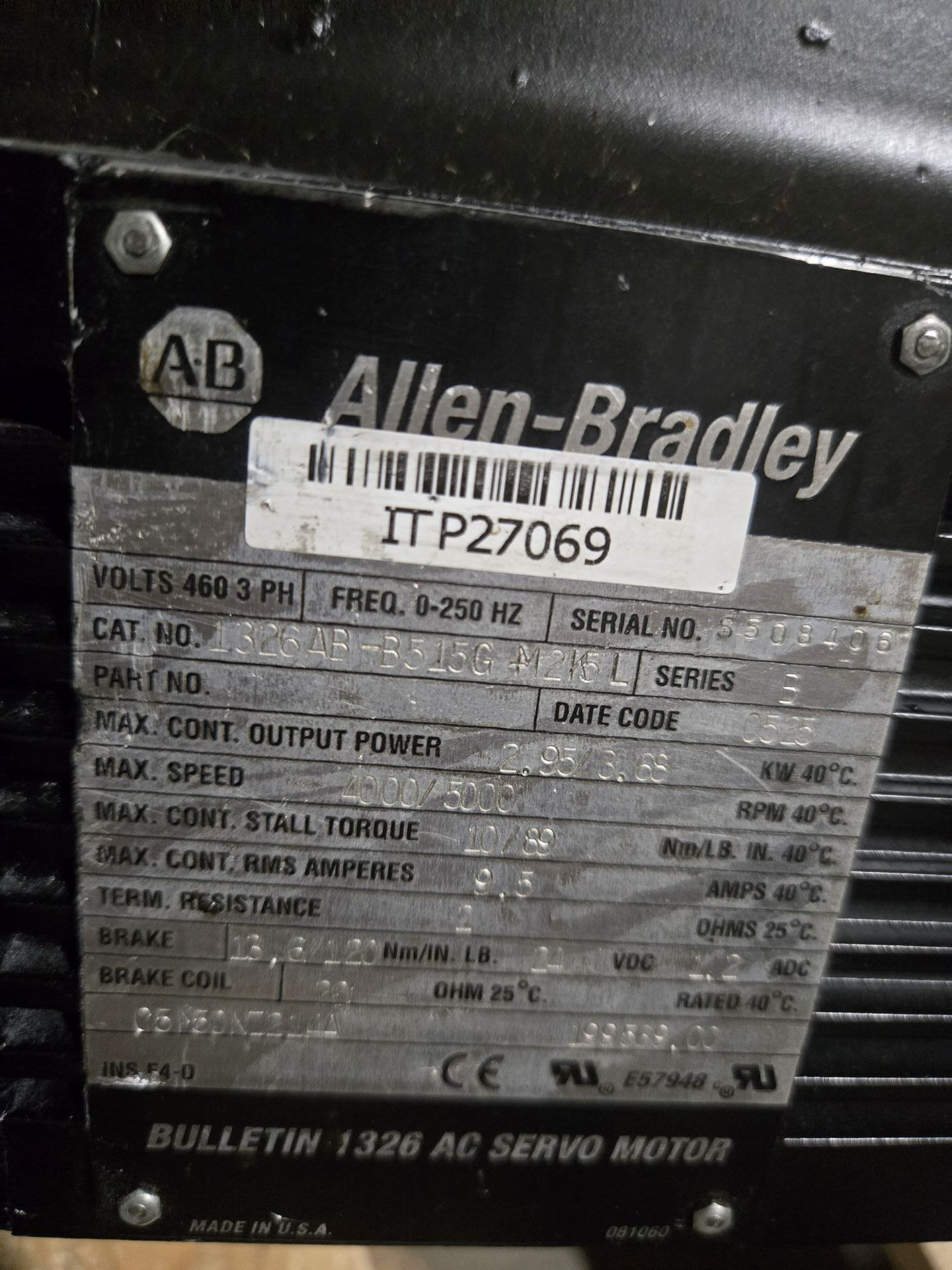 ALLEN-BRADLEY 1326AB-B515G-M215L BULLETIN 1326 AC SERVO MOTOR - undefined