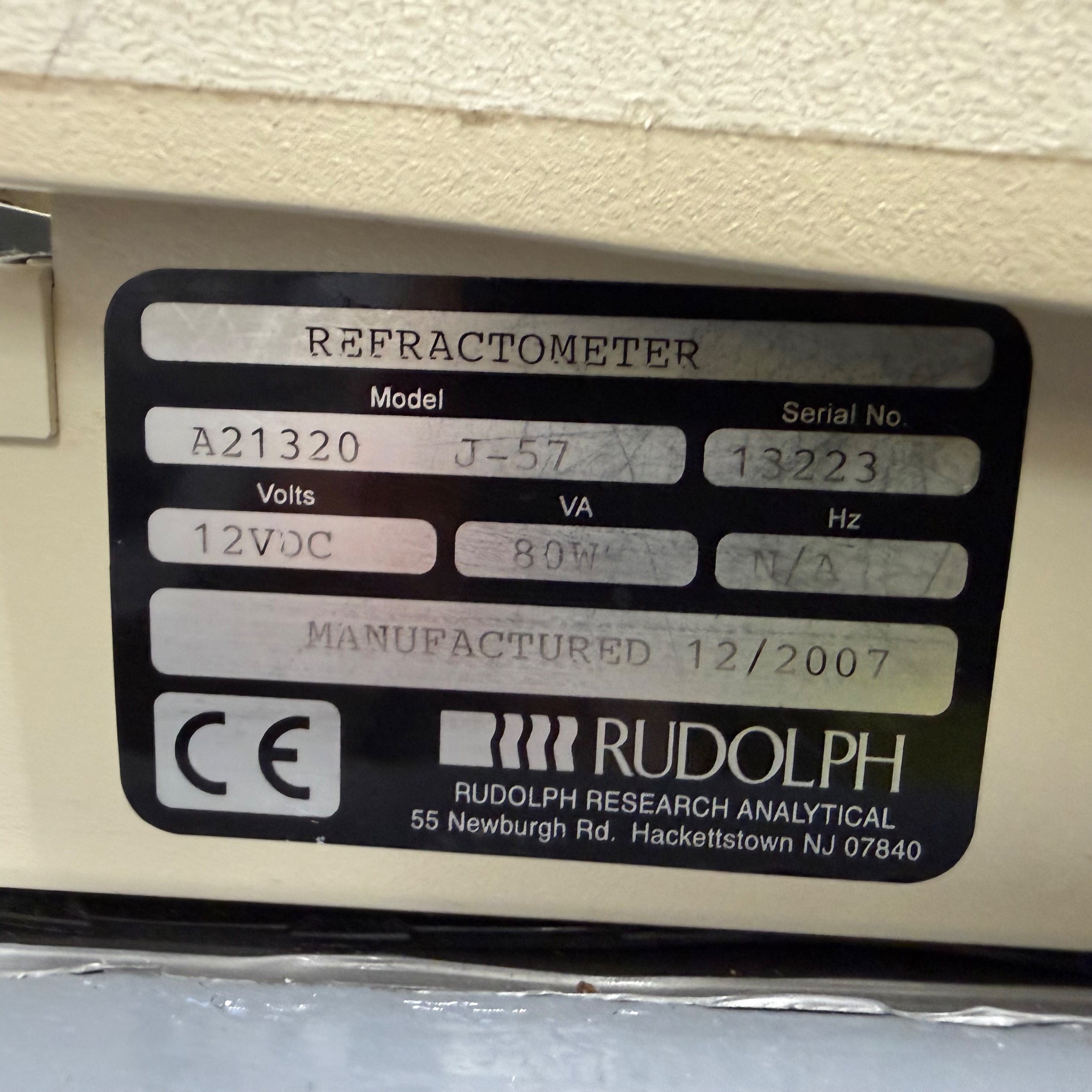 2007 RUDOLPH RESEARCH ANALYTICAL A21320 J-57 AUTOMATIC REFRACTOMETER - undefined