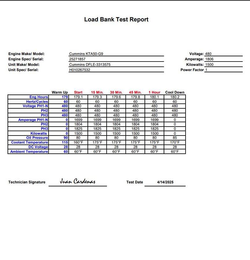 2001 CUMMINS DFLE DIESEL GENERATOR 1500 KW - undefined