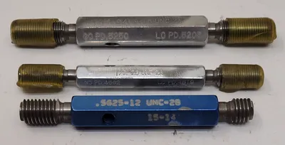 GO/NO GO PLUG GAUGE SET (3) - 9/16-18 UNC 2A, 1/2-20 UNF 2A, .5625-12 UNC-2B - undefined