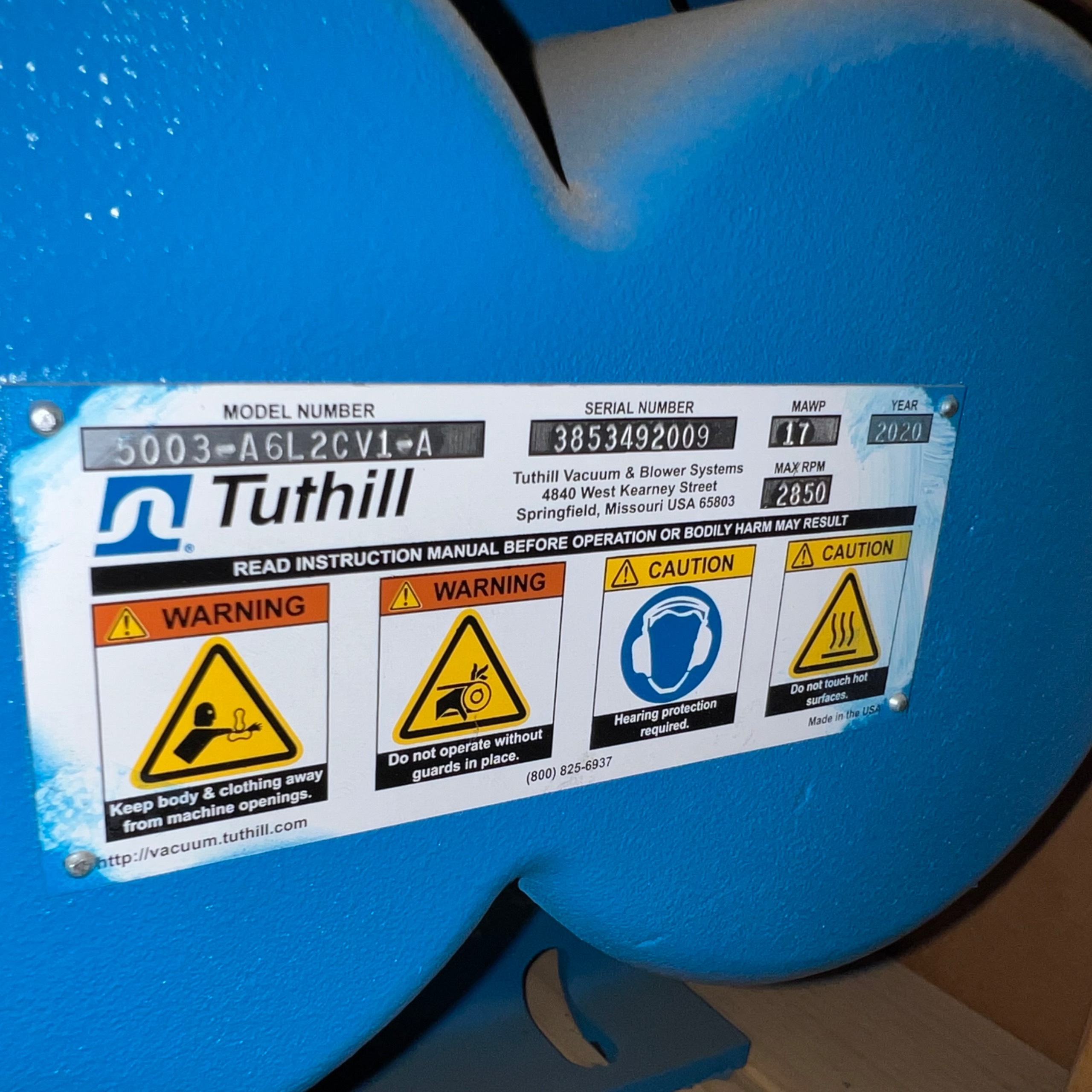 2020 TUTHILL 5003-A6L2CV1-A BLOWER - undefined