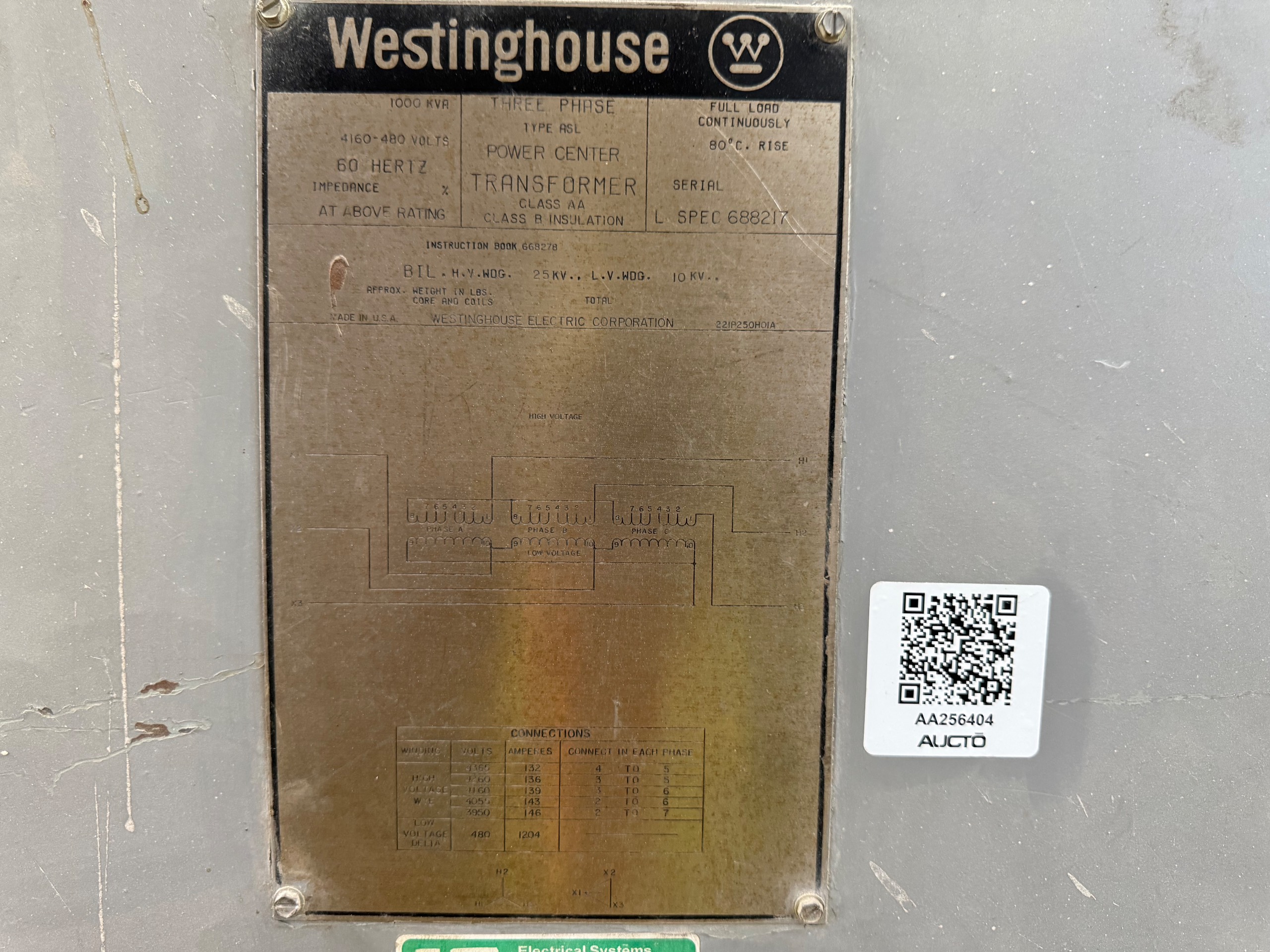 WESTINGHOUSE 1000 KVA 4160-480 V DRY TRANSFORMER - undefined