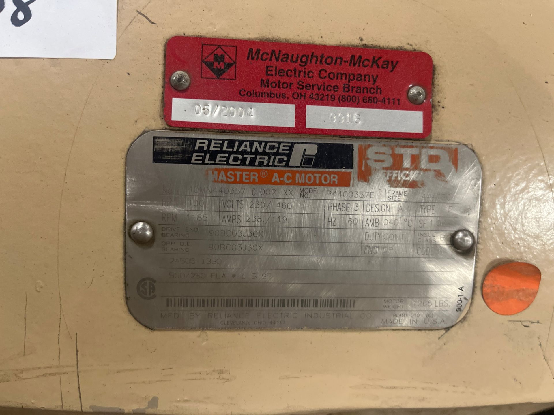 RELIANCE ELECTRIC P44G0357F AC MOTOR - undefined