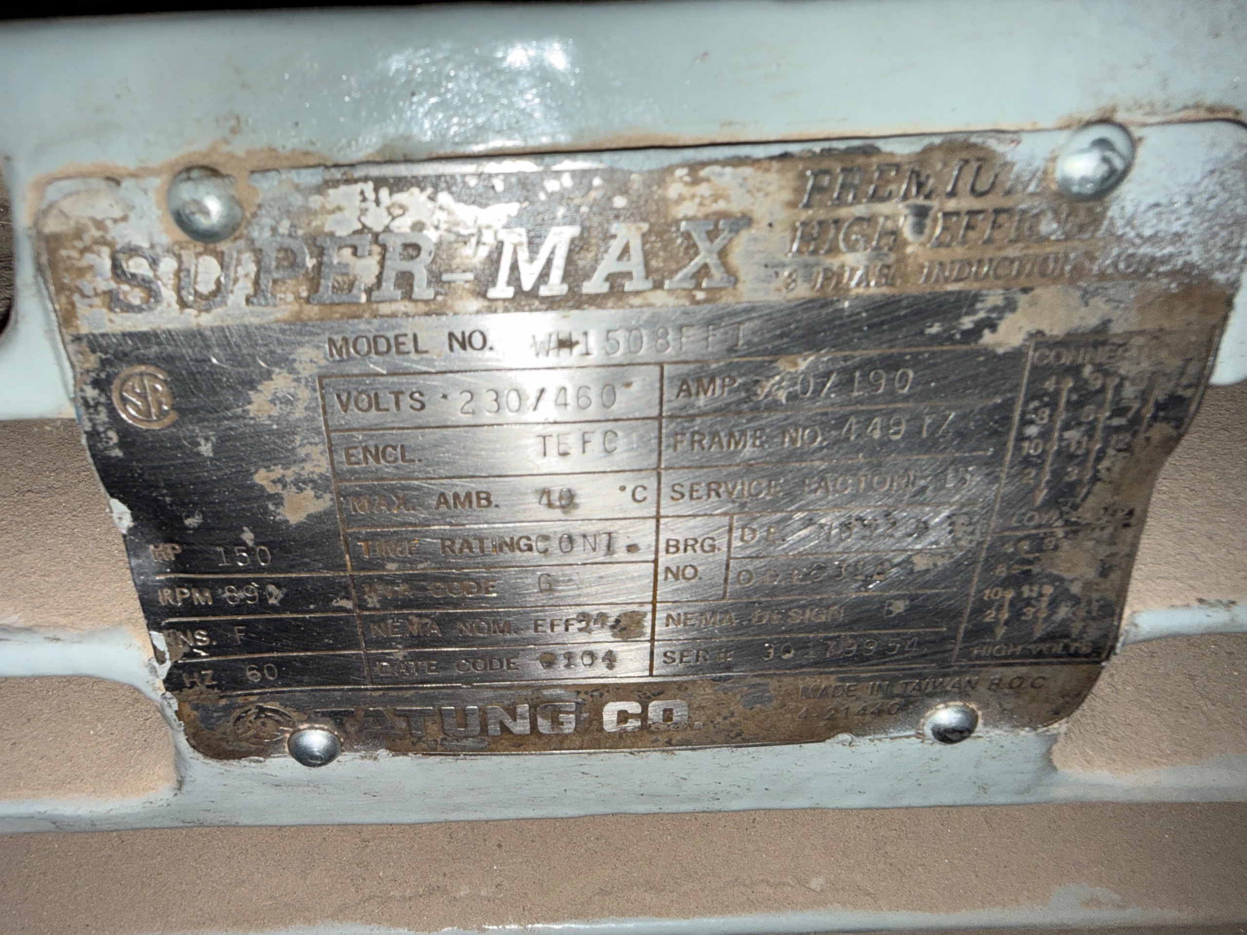 TATUNG WH1508FFT 150HP AC MOTOR - undefined