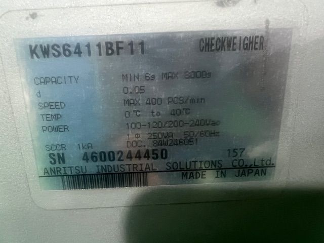 2015 ANRITSU KWS6411BF11 CHECKWEIGHER - undefined