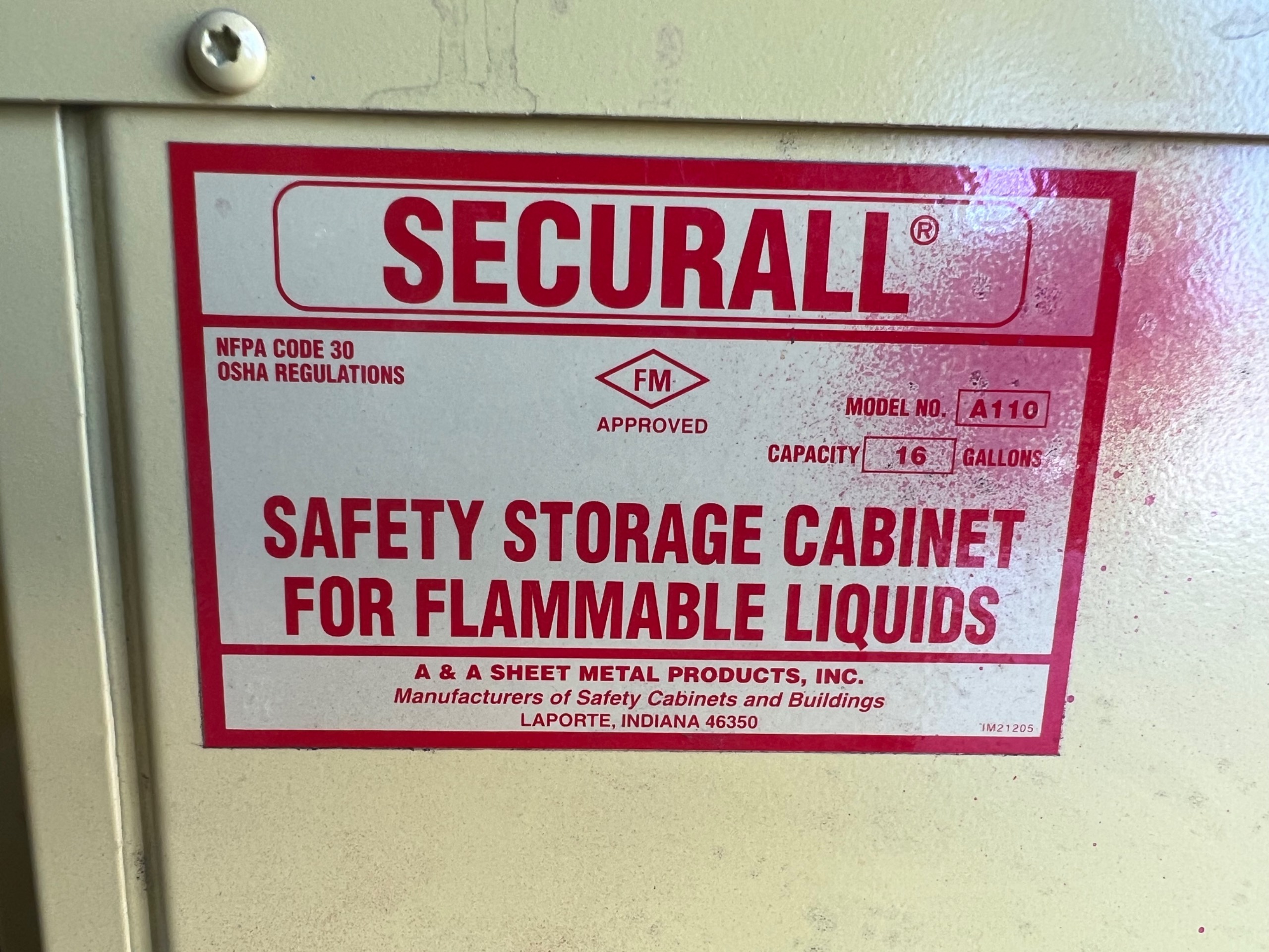 SECURALL A110 FLAME PROOF STORAGE CABINET - undefined