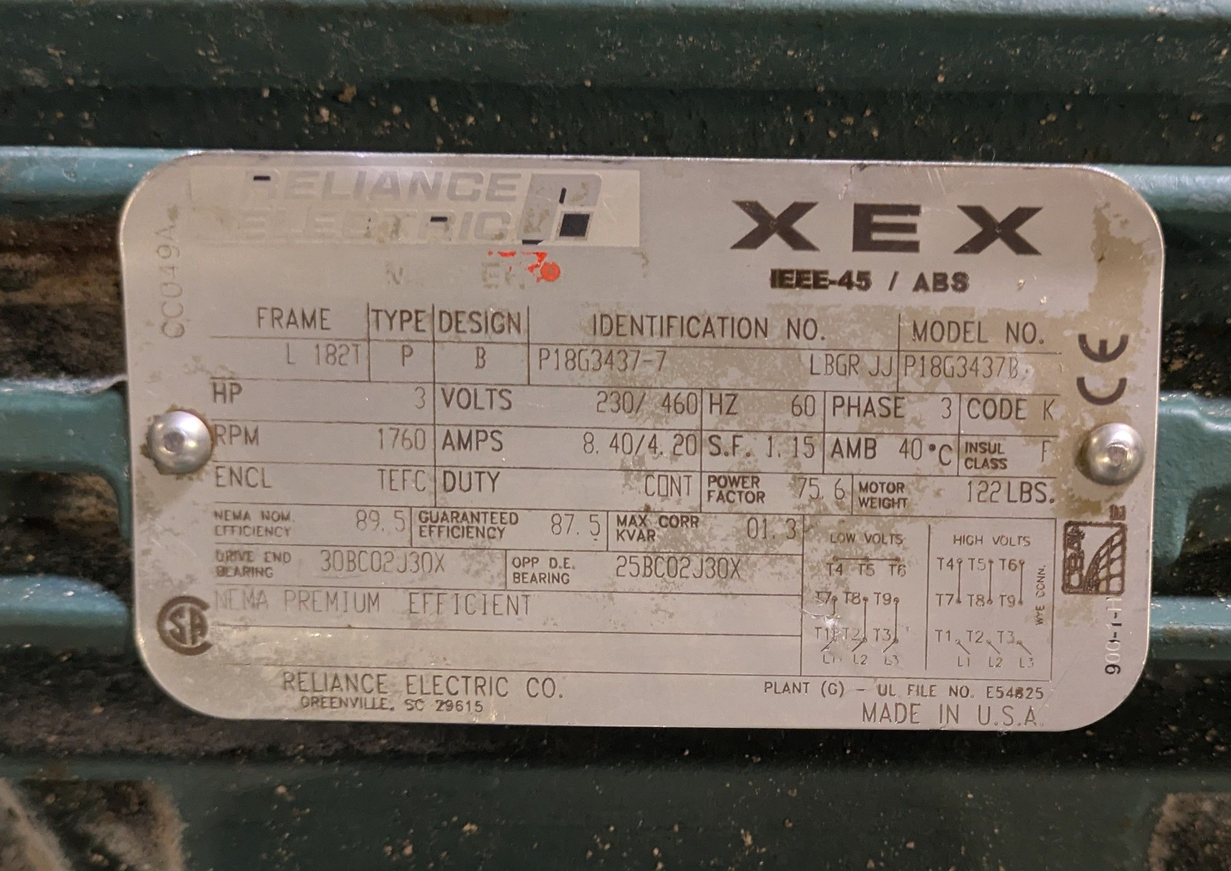 RELIANCE ELECTRIC P18G3437B AC MOTOR - undefined