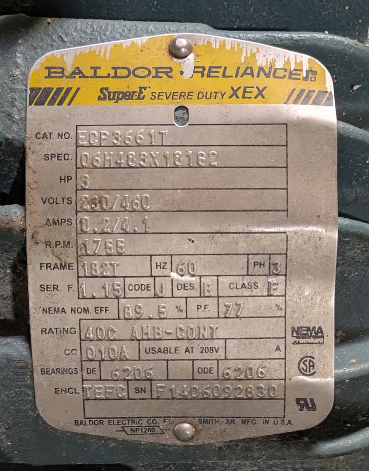 QTY 3: BALDOR RELIANCE ECP3661T AC MOTORS - undefined