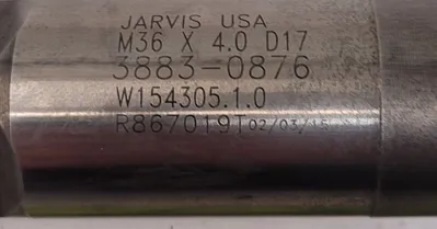 JARVIS USA M36 X 4.0 D17 TAP - 8 FLUTES - OAL 8.25IN - DIA TAP END 1.37IN - undefined