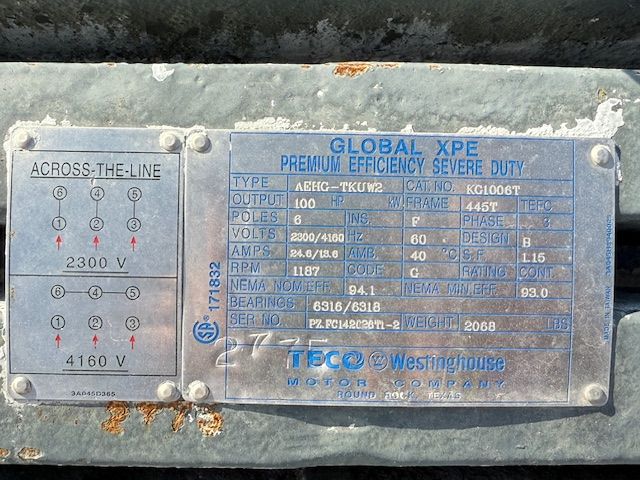 WESTINGHOUSE KG1006T 100 HP AC MOTOR - undefined
