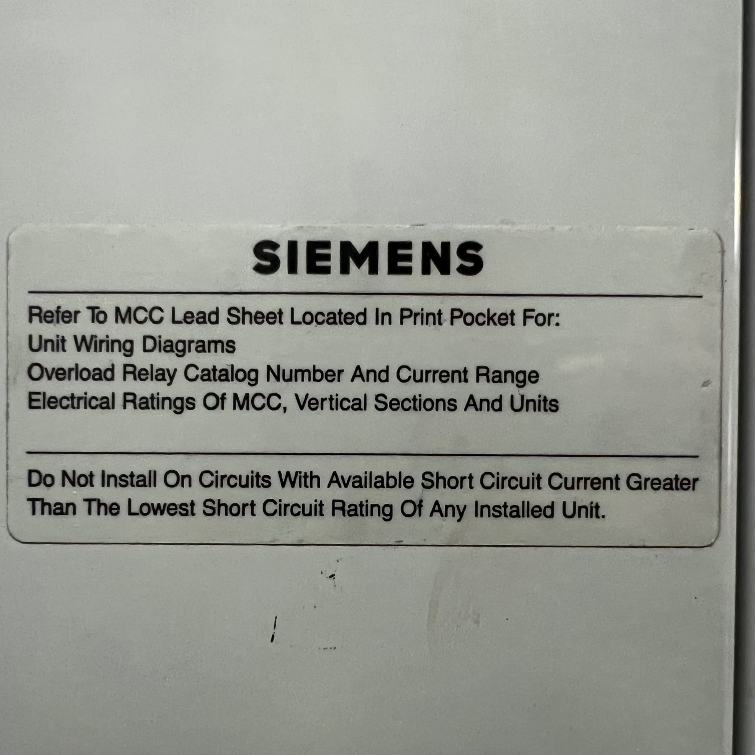 BULK QTY OF SIEMENS MOTOR CONTROL CENTERS - undefined
