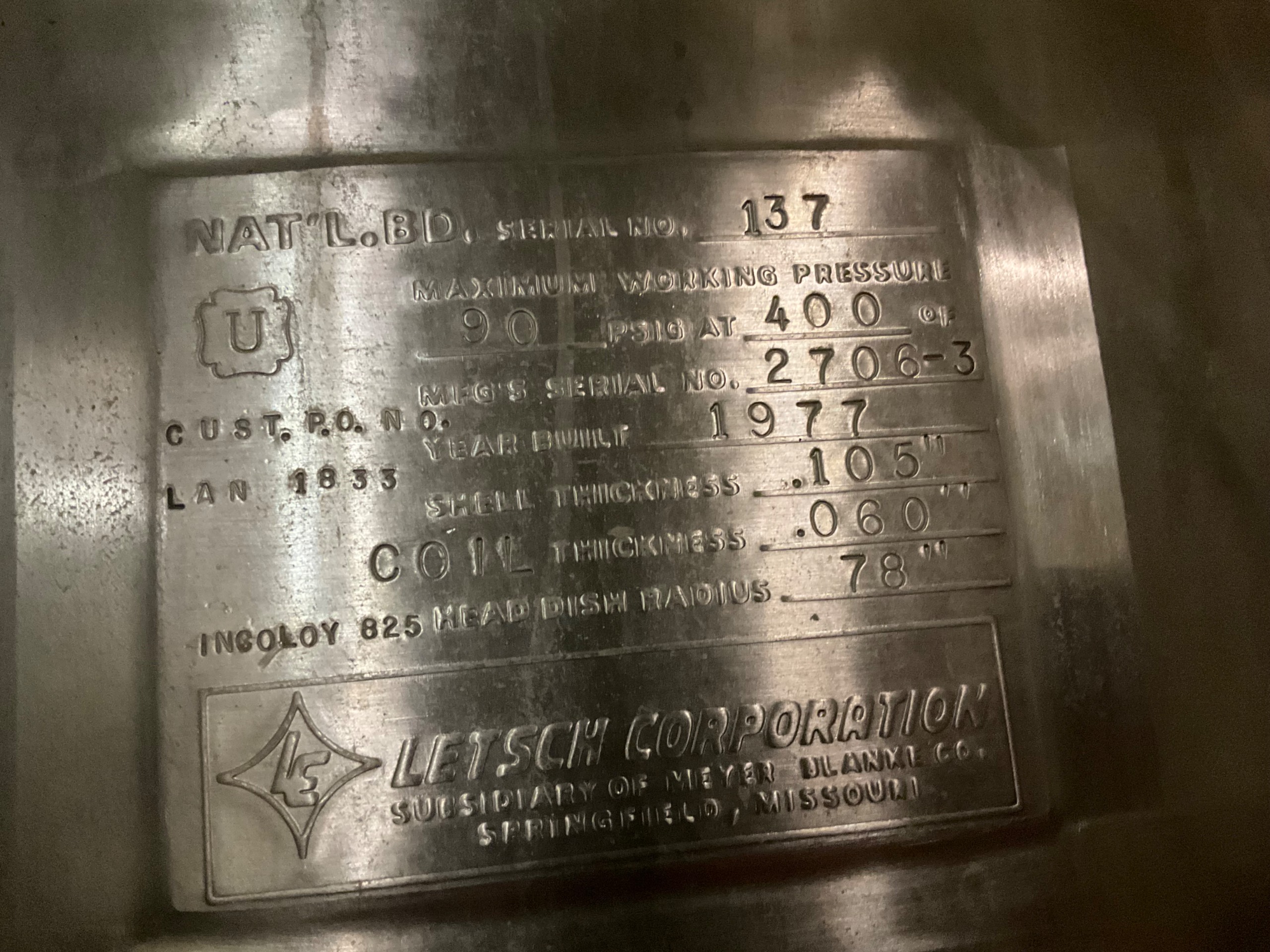 1977 LETSCH CORPORATION MIX TANK - undefined