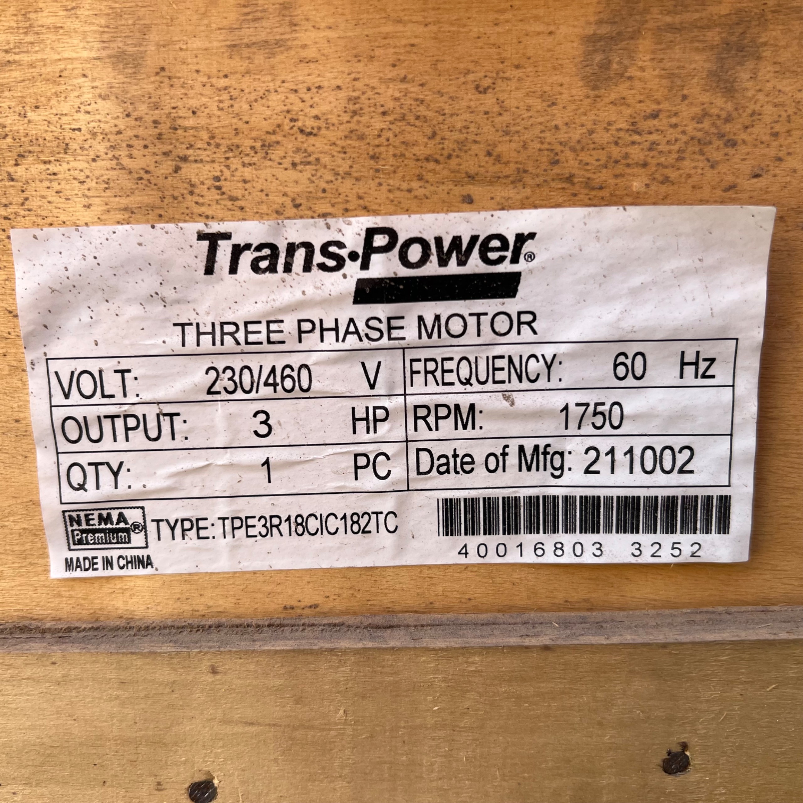 QTY 3: TRANS•POWER ELECTRIC MOTORS - undefined