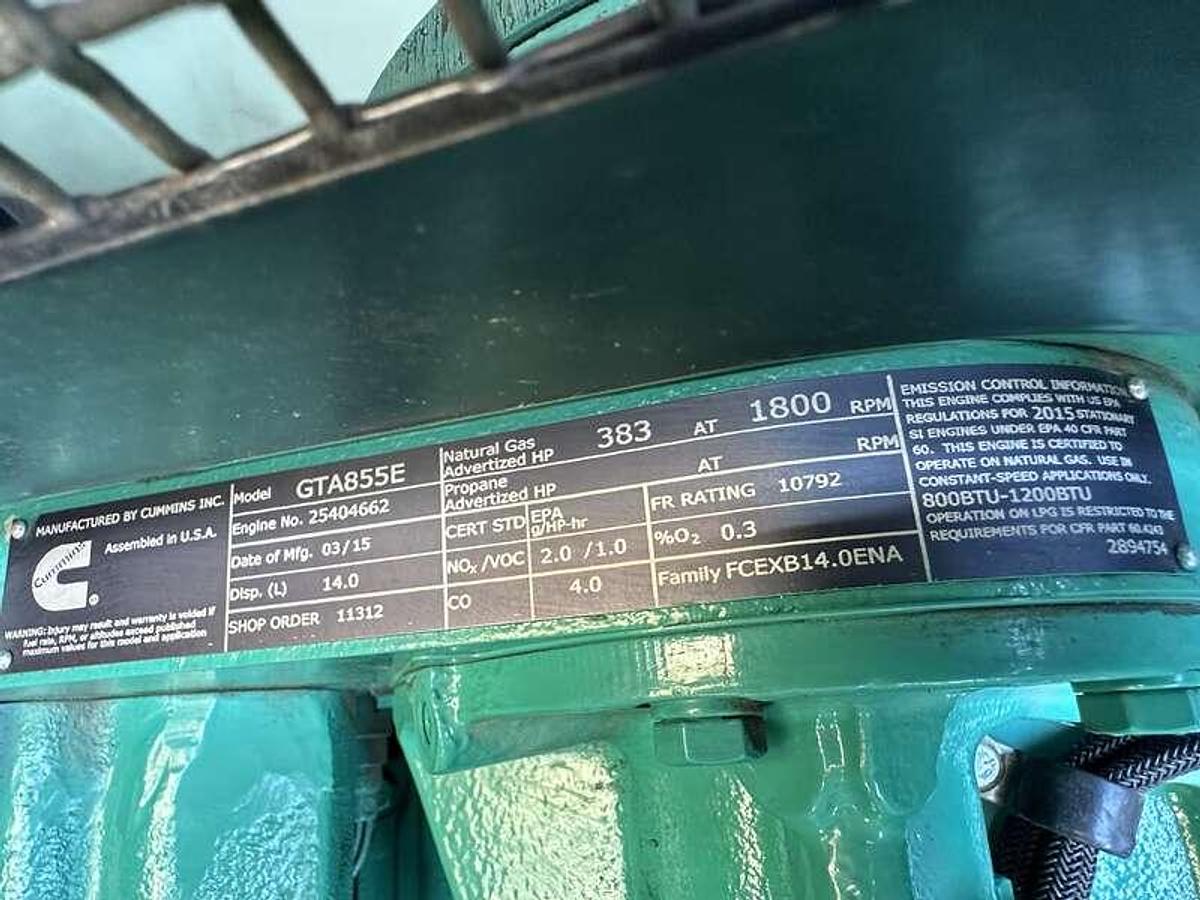 2015 CUMMINS GFBC GTA855-G3 NATURAL GAS GENERATOR 250KW - undefined