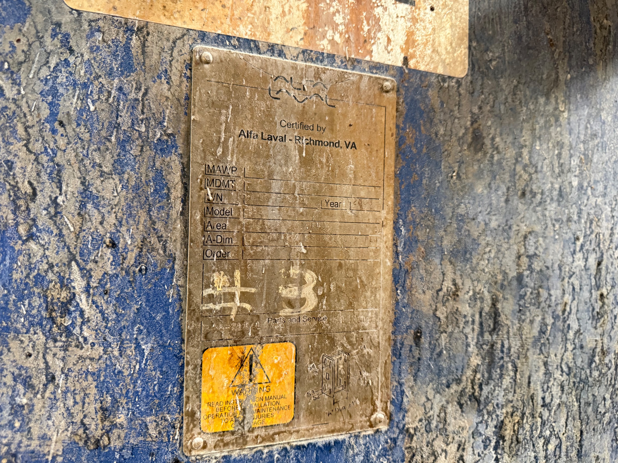 2003 ALFA LAVAL M20-MFG PLATE HEAT EXCHANGER - undefined