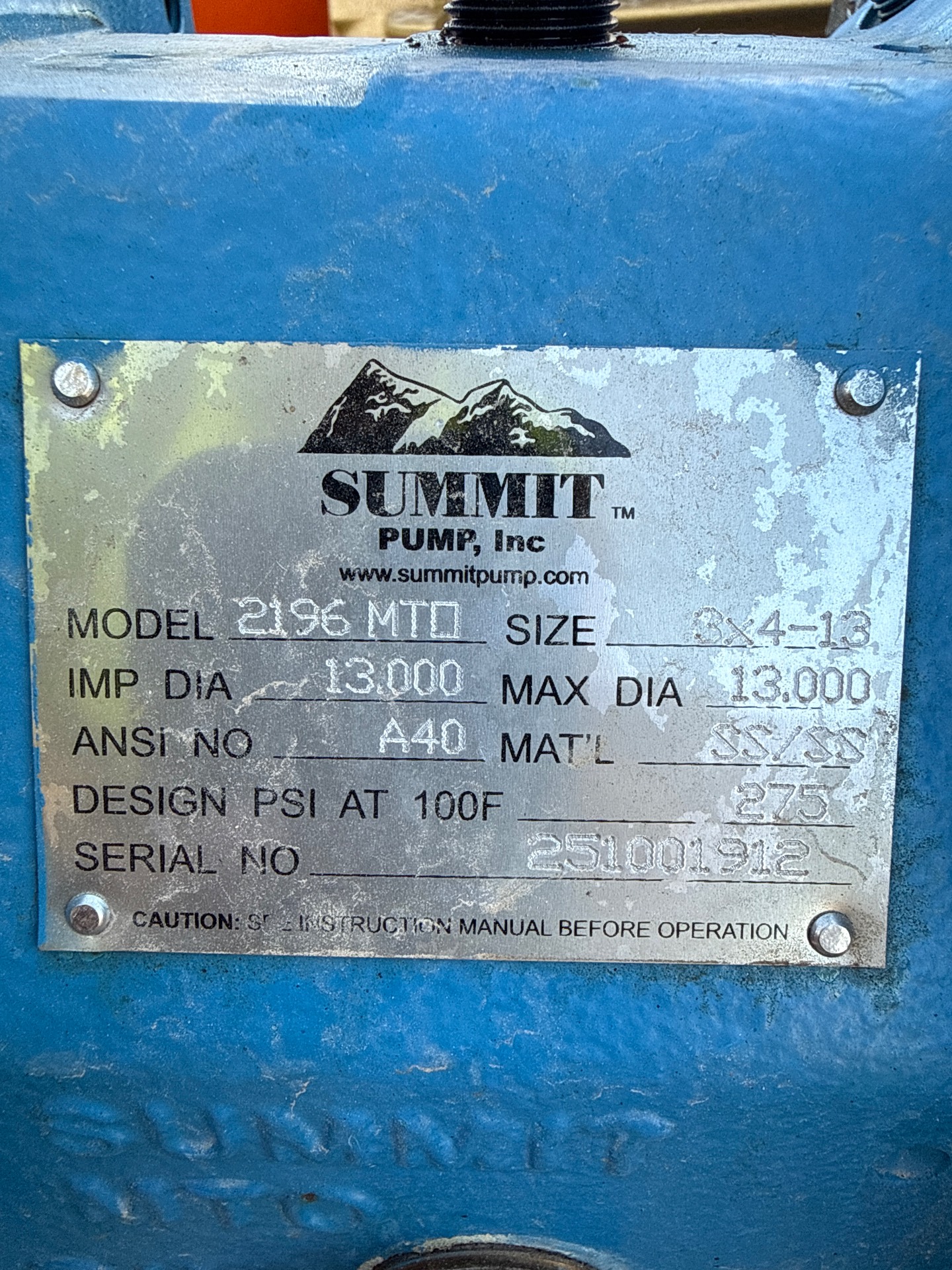 SUMMIT 2196 MTO PUMP & 50 HP MOTOR ASSEMBLY - undefined