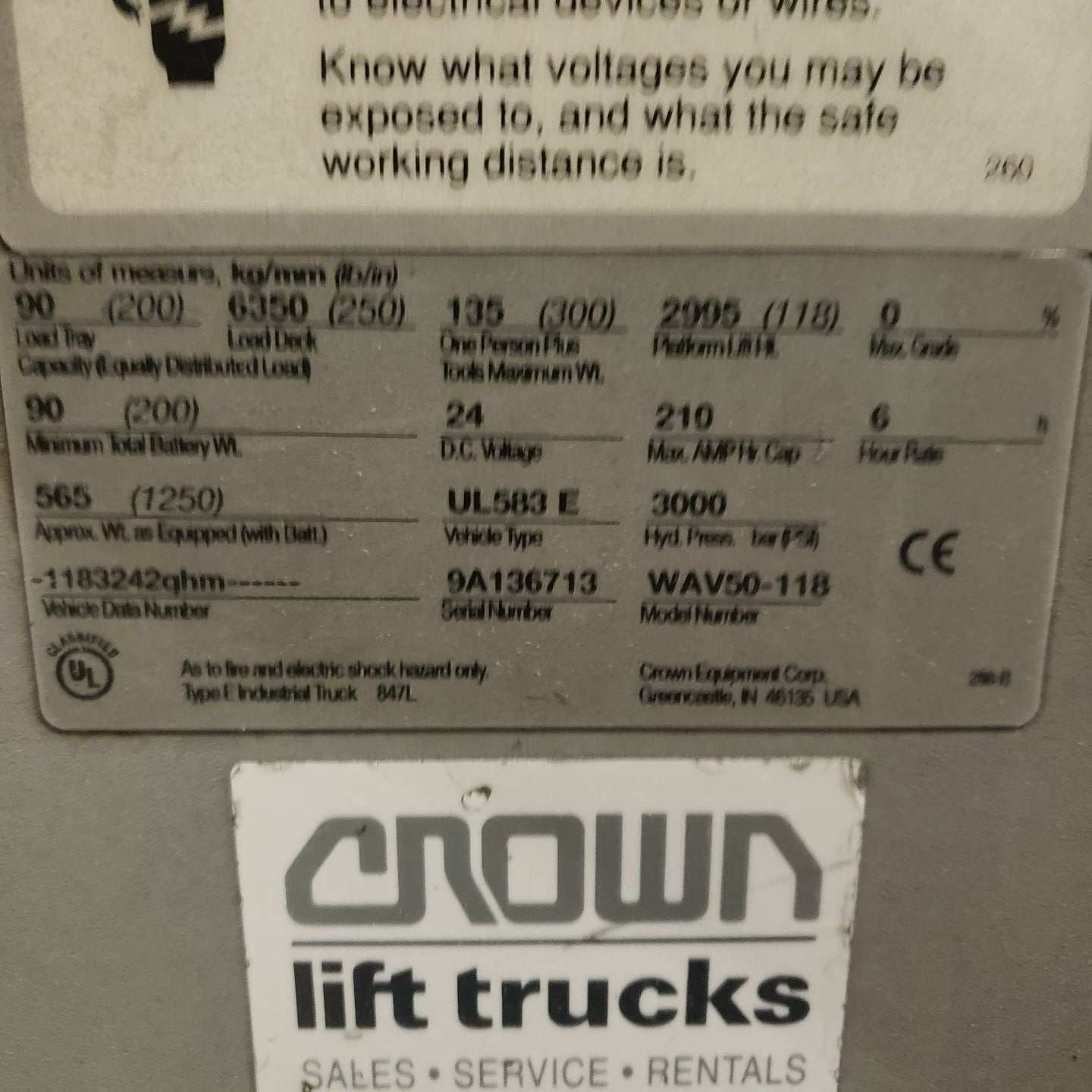 CROWN WAV50-118 AERIAL WORK PLATFORM - undefined