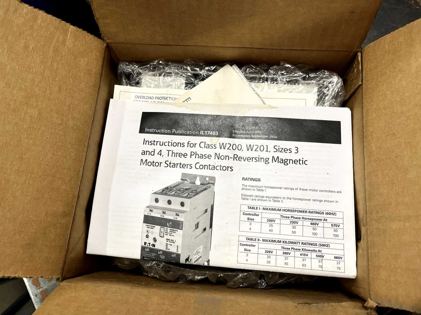 EATON ADVANTAGE W+200M4CFC 3-POLE NEMA MOTOR STARTER, 135A, 600 VAC, 120 VAC COIL, NEMA 4 ENCLOSURE - undefined