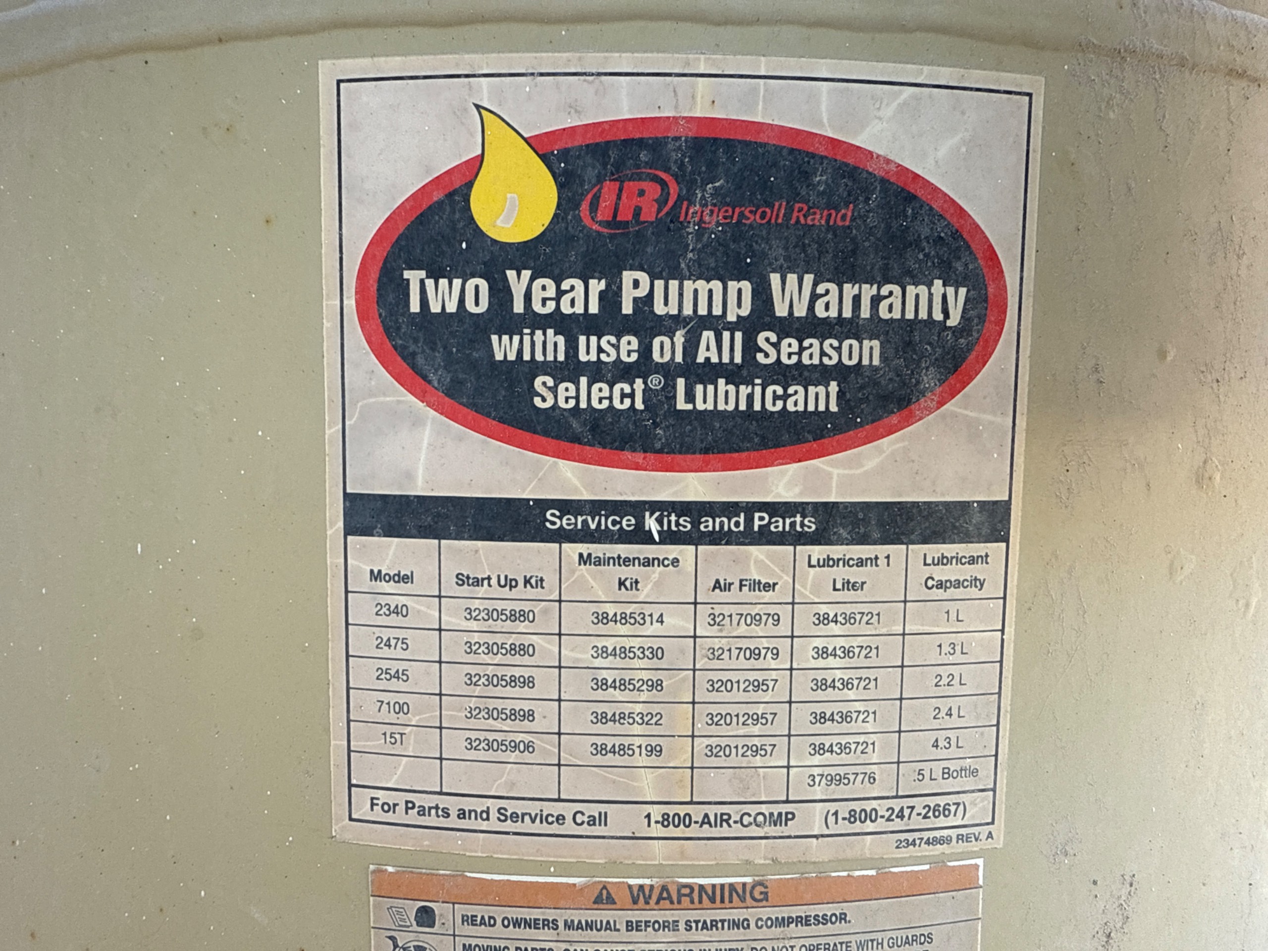 INGERSOLL RAND 2340 STATIONARY AIR COMPRESSOR - undefined