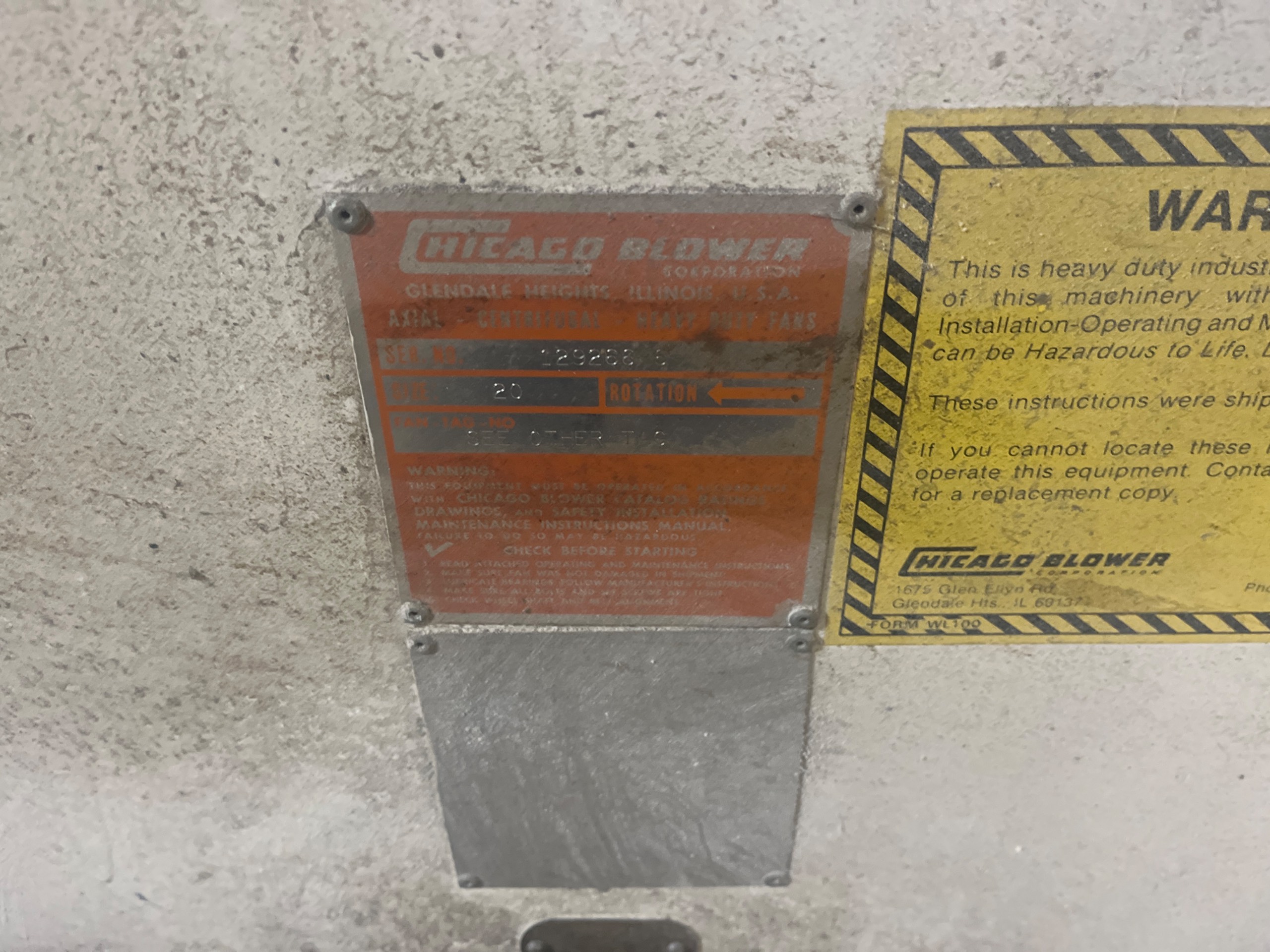 CHICAGO BLOWER SIZE 20 CENTRIFUGAL BLOWER - undefined
