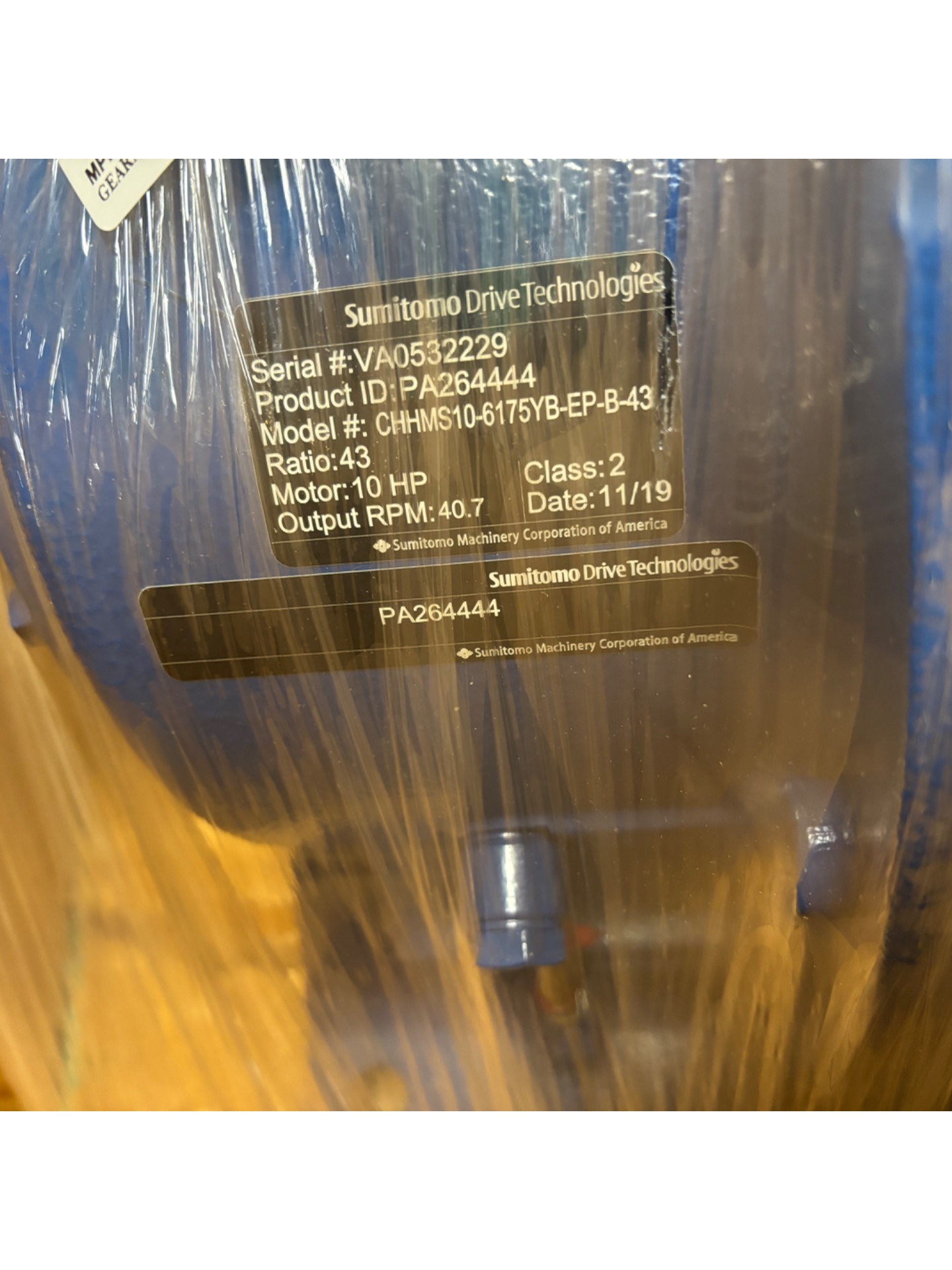 2019 SUMITOMO CHHMS10-6175YB-EP-B-43 MOTOR & GEARBOX ASSEMBLY - undefined