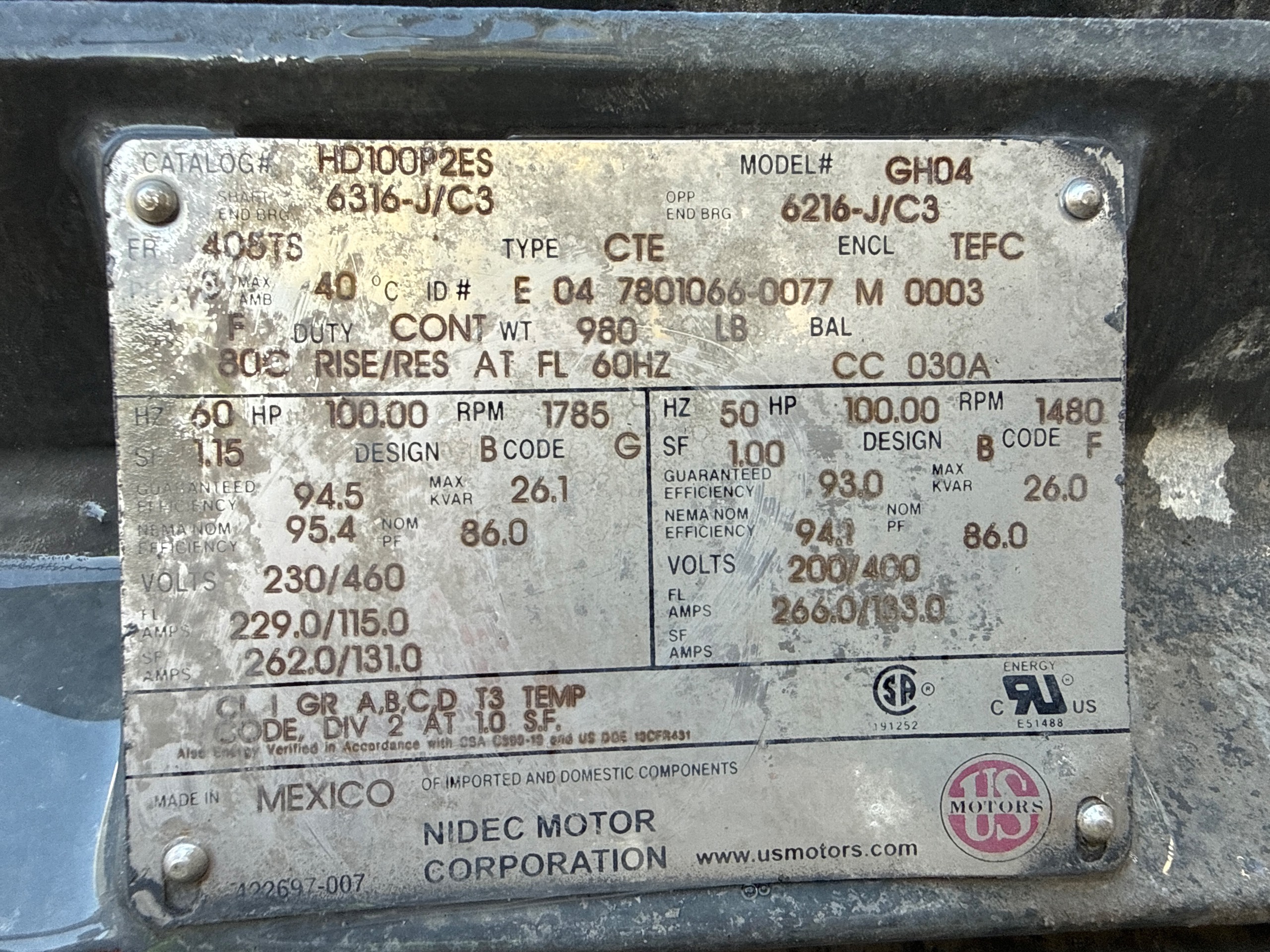 GOULDS 3410M PUMP & 100HP MOTOR ASSEMBLY - undefined