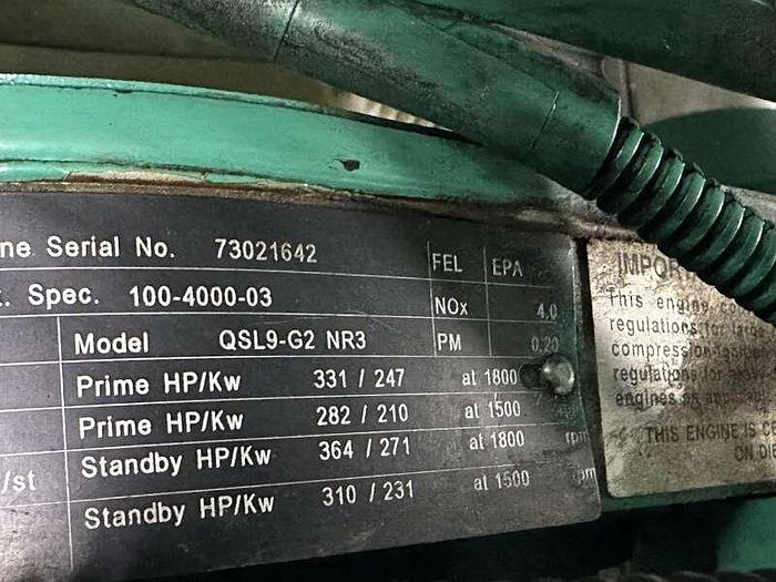 2009 CUMMINS DSHAD QSL9-G2 NR3 DIESEL GENERATOR EPA TIER 3 230 KW - undefined