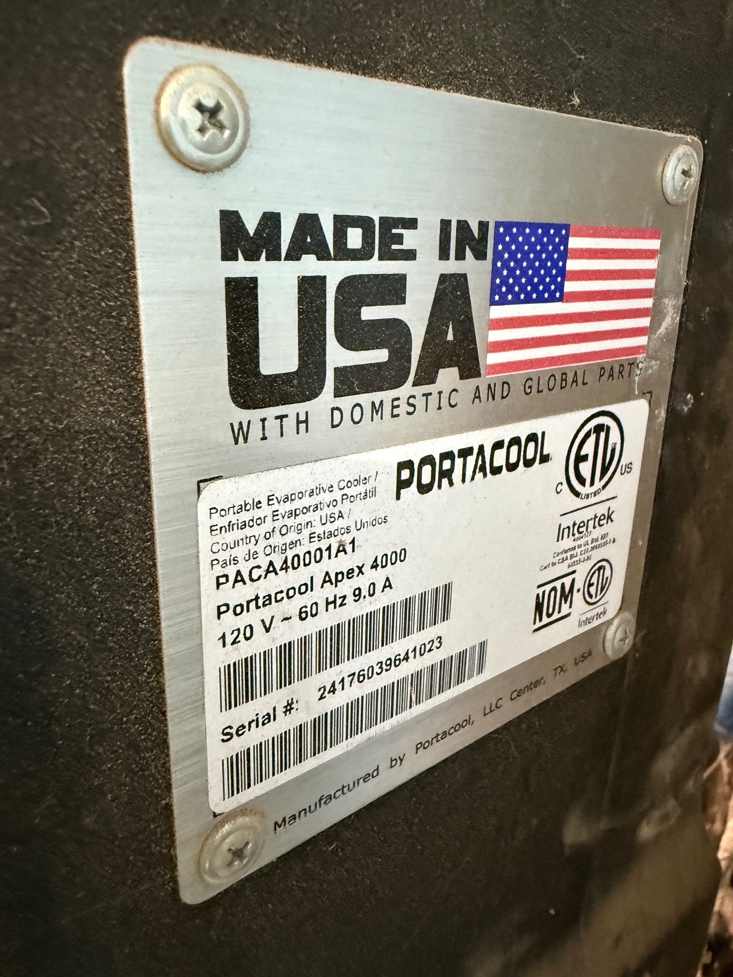 PORTACOOL PACA40001A1 APEX 4000 EVAPORATIVE AIR COOLER - undefined