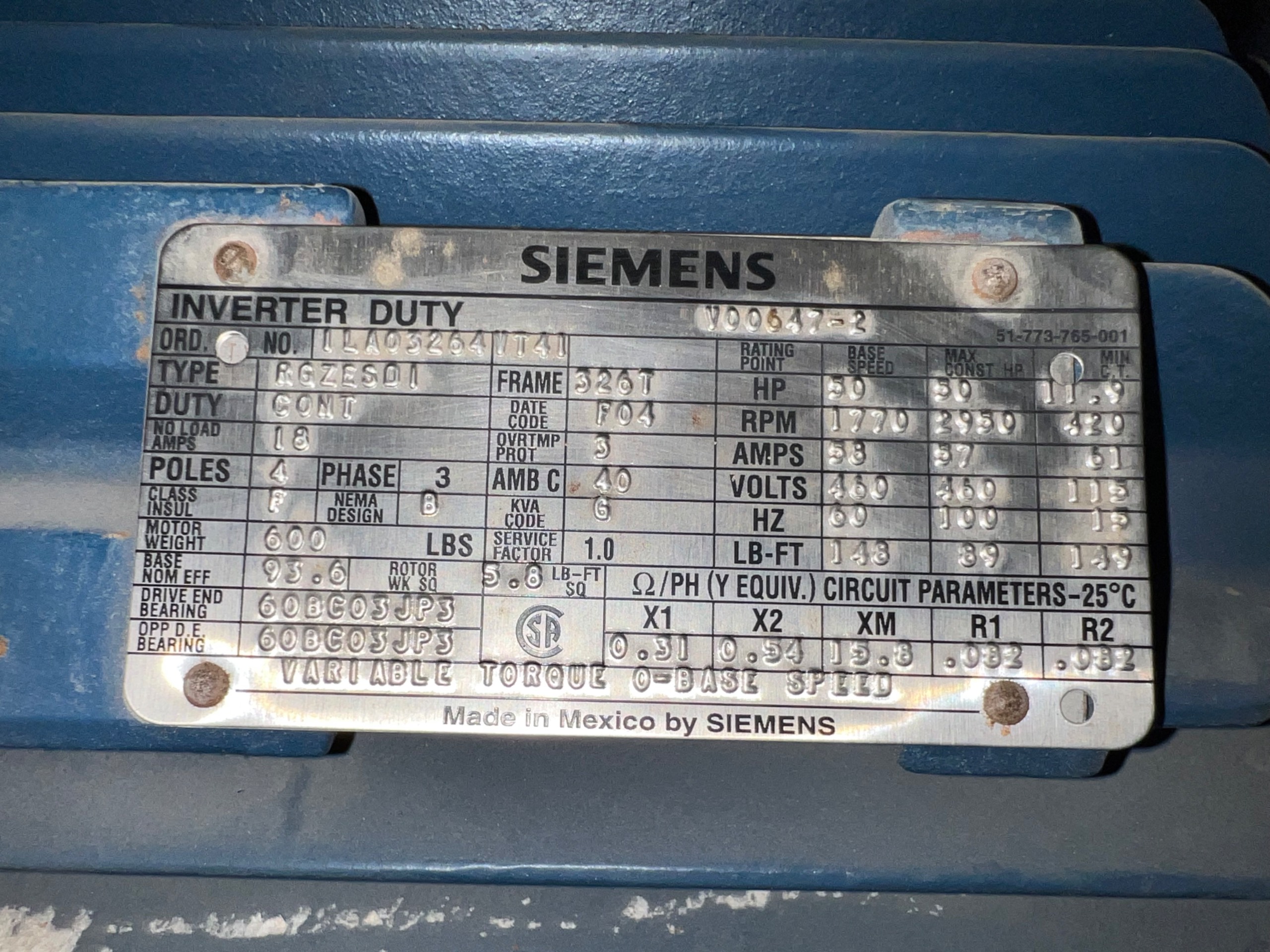 2004 SIEMENS RGZESD1 AC MOTOR - undefined