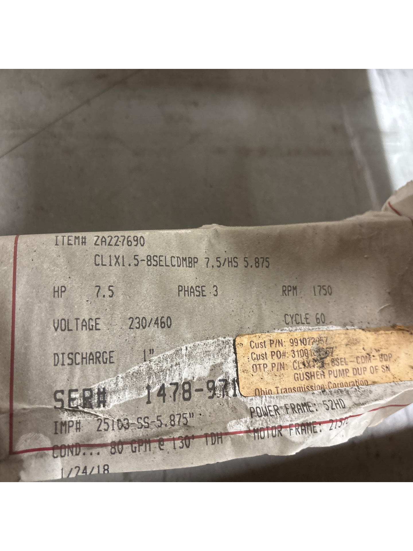 GUSHER PUMPS CL1X1.5-8SELCDMBDP CENTRIFUGAL PUMP - undefined