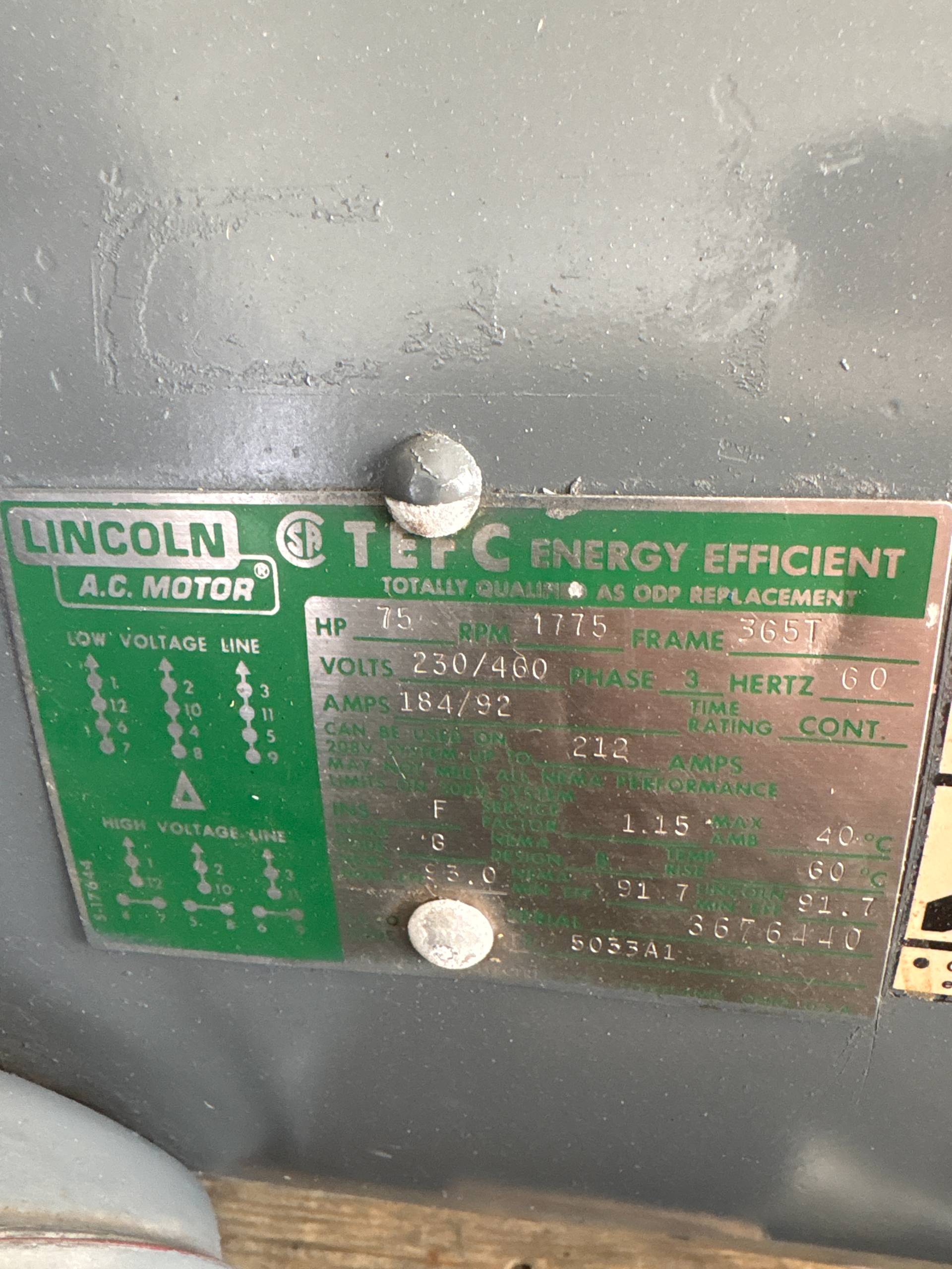 LINCOLN 75 HP AC MOTOR - undefined