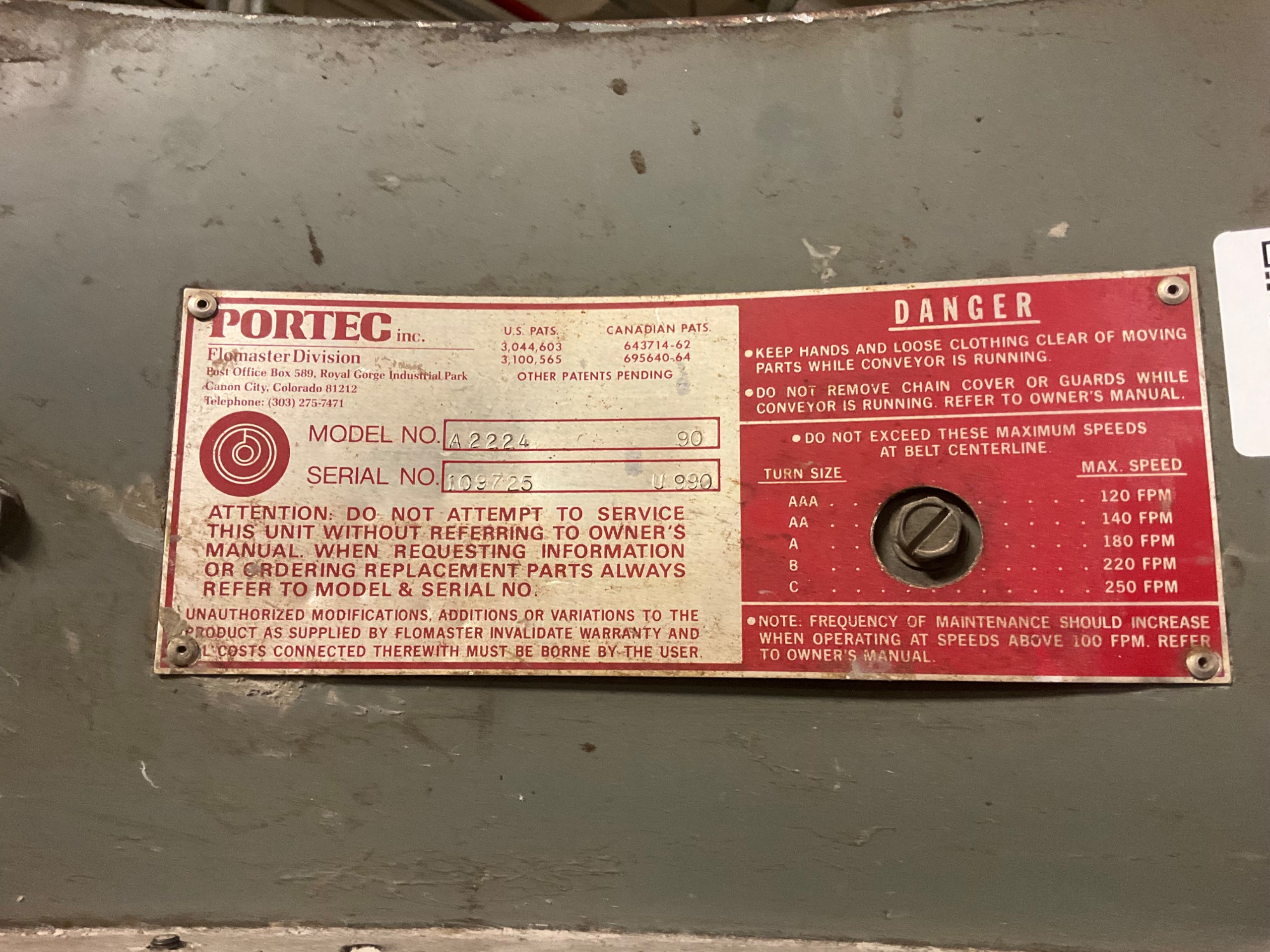 PORTEC INC. A2224 OVERHEAD CONVEYOR - undefined