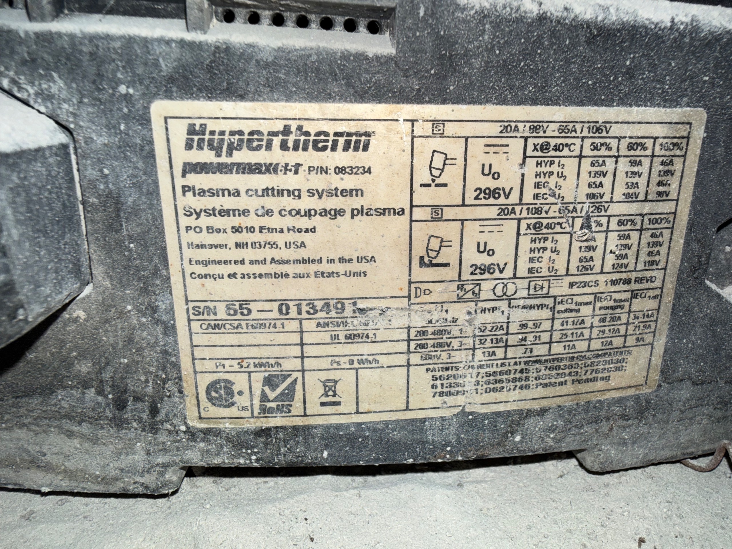 HYPERTHERM POWERMAX 65 PLASMA CUTTING MACHINE - undefined