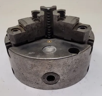 YAMAKAWA 6-1/2" 3 JAW LATHE CHUCK, 2" CENTER HOLE, FLAT BACK, MADE IN JAPAN - undefined